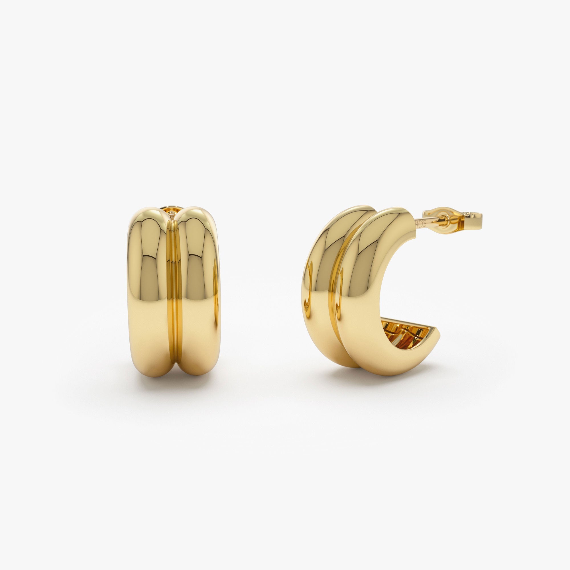 OBFJ1332 - 14k Solid Gold Twin C Hoops 1
