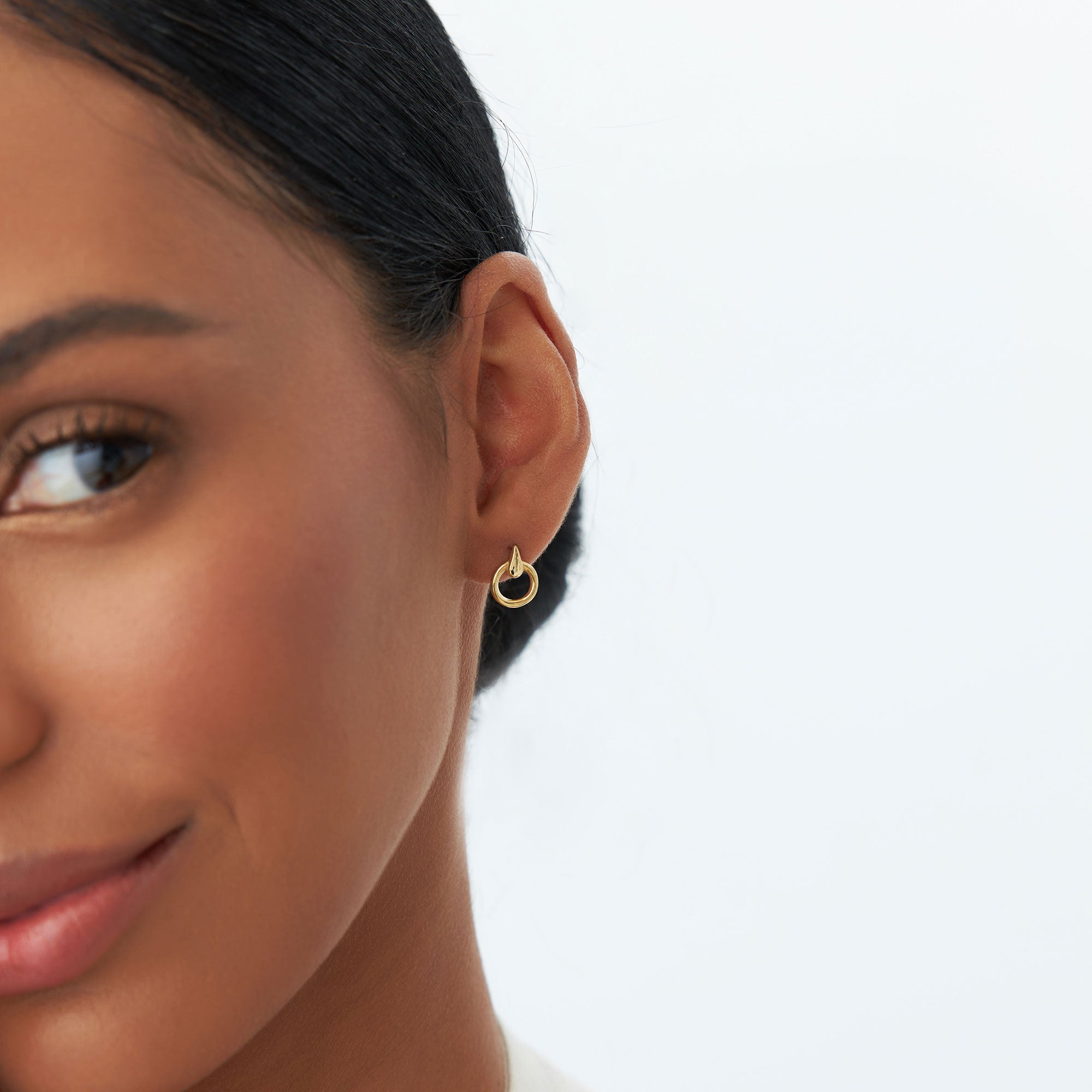 OBFJ1239 - 14k Dainty Circle Drop Earrings 3