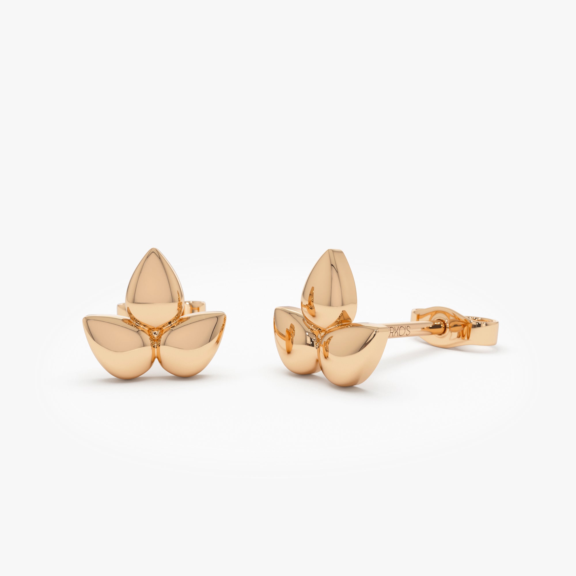OBFJ0917 - 14K Trio Petal Stud Earrings 5