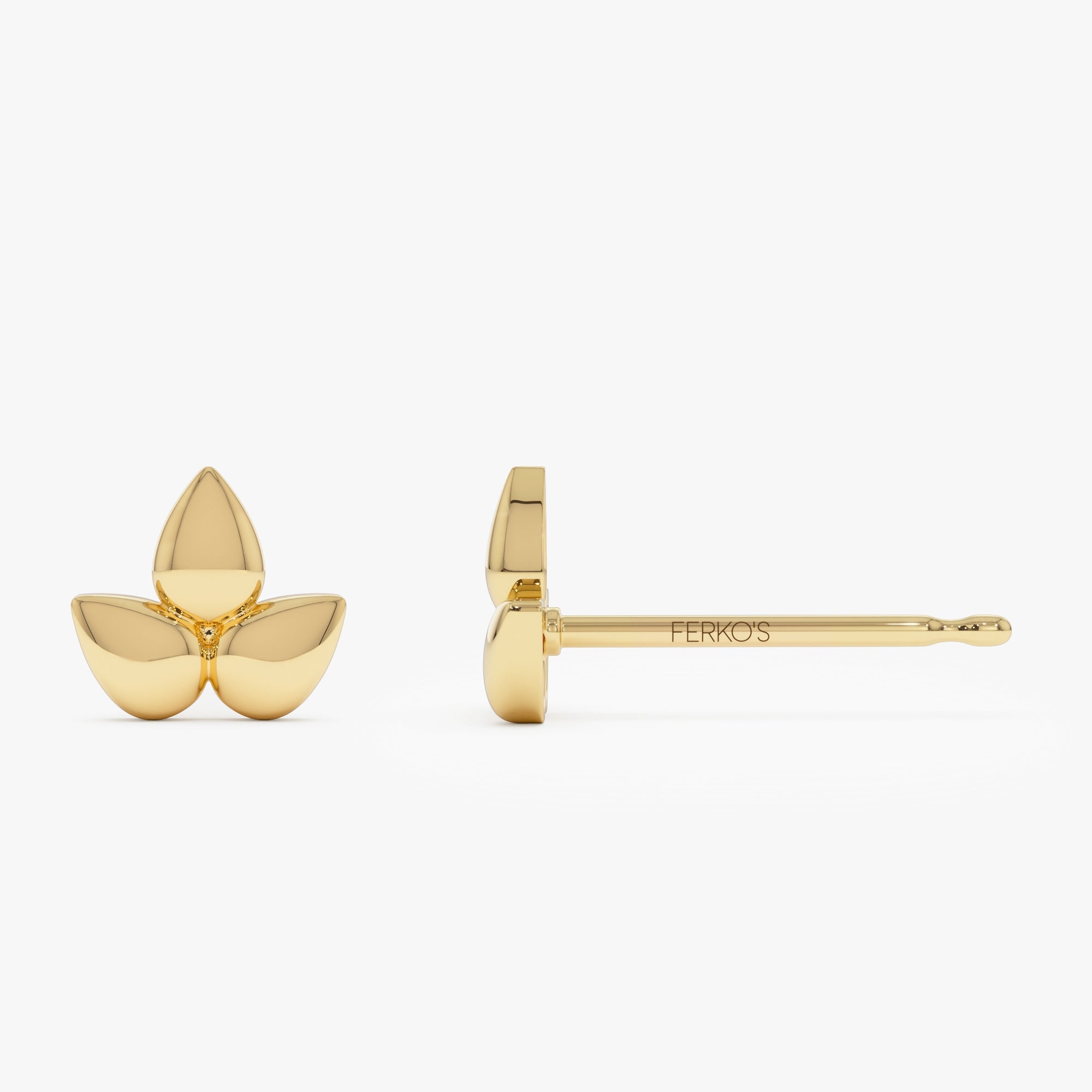 OBFJ0917 - 14K Trio Petal Stud Earrings 7