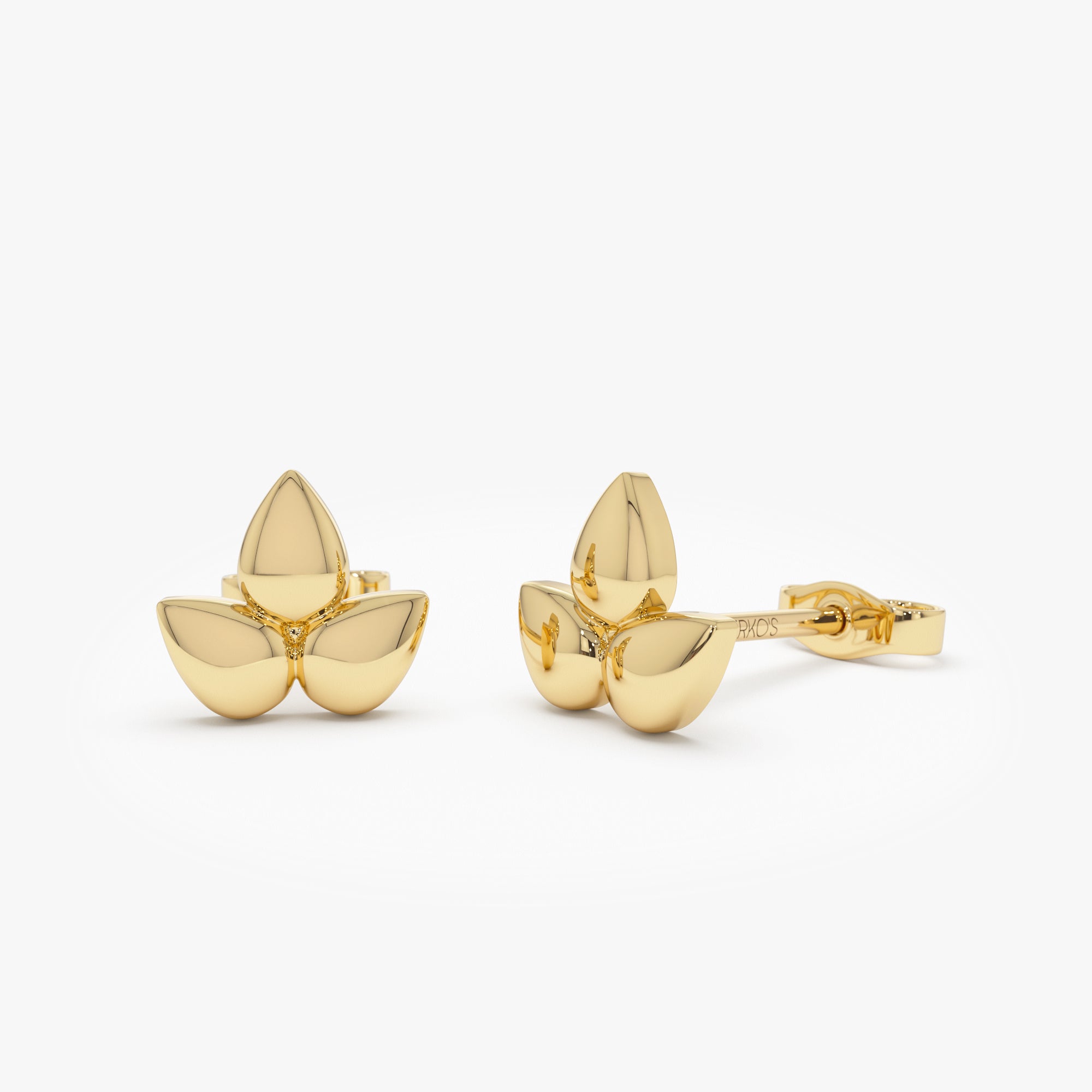 OBFJ0917 - 14K Trio Petal Stud Earrings 1