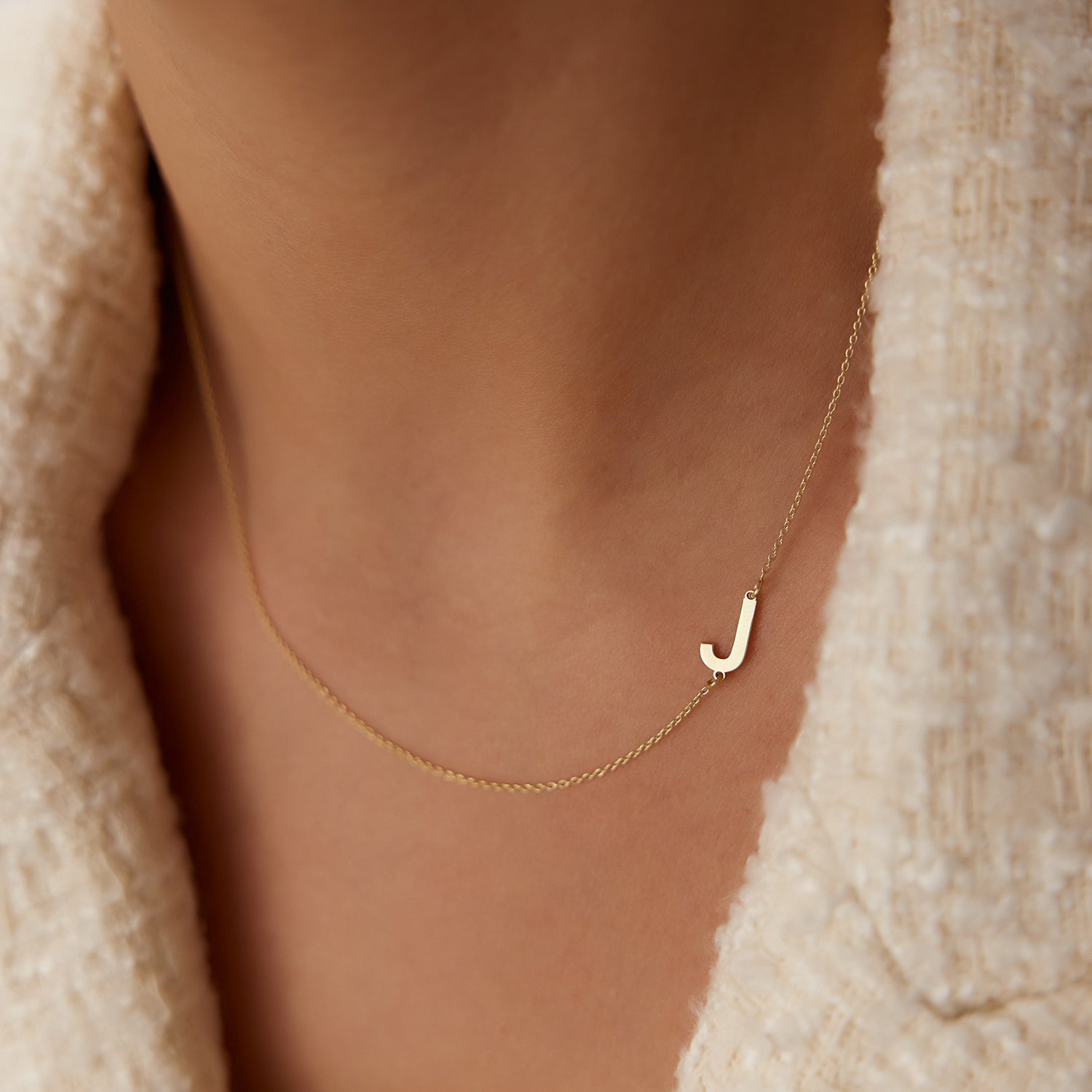 OBFJ1579 - 14k Sideways Initial Necklace 4