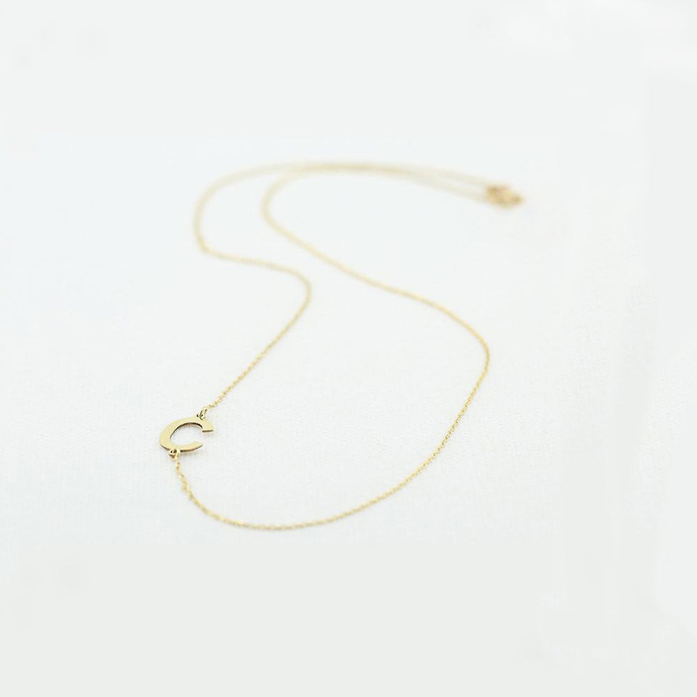OBFJ1579 - 14k Sideways Initial Necklace 6