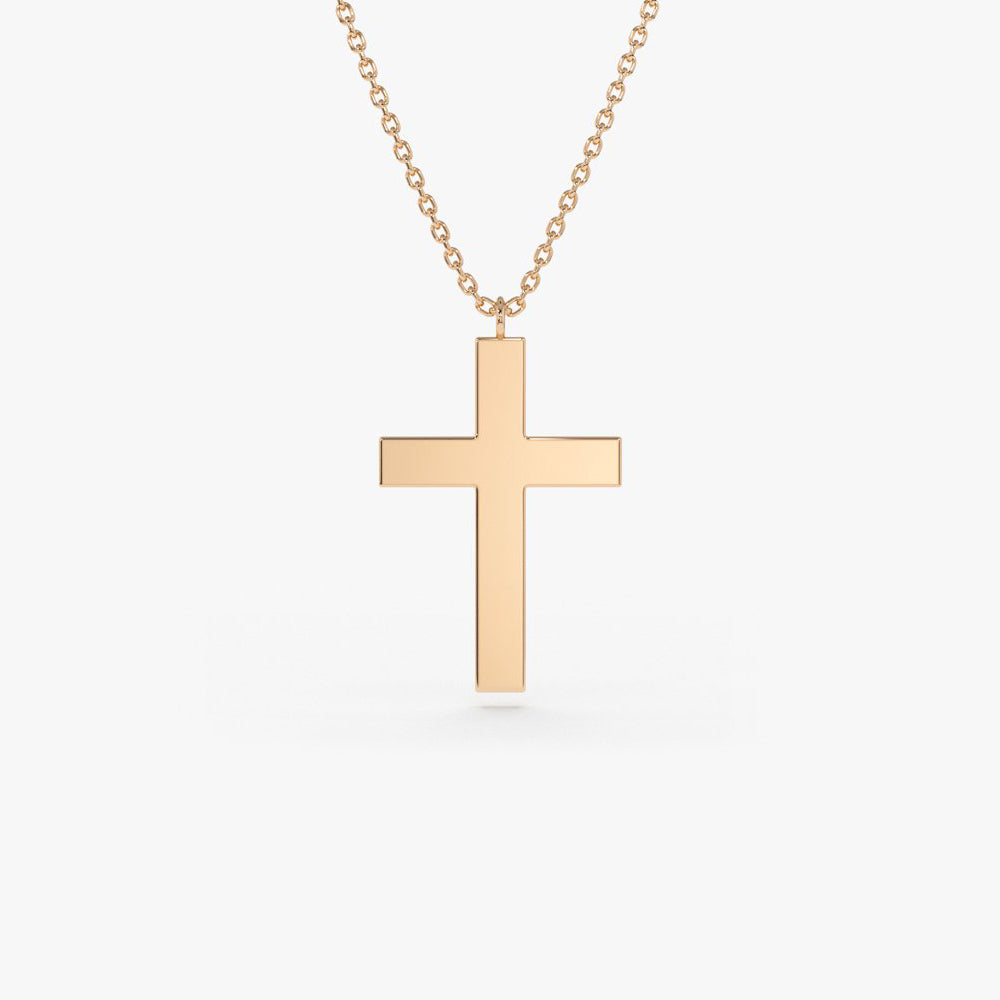 OBFJ1914 - Cross Charm Necklace necklace in selectable metal and diamond options - Roselle Jewelry view 4