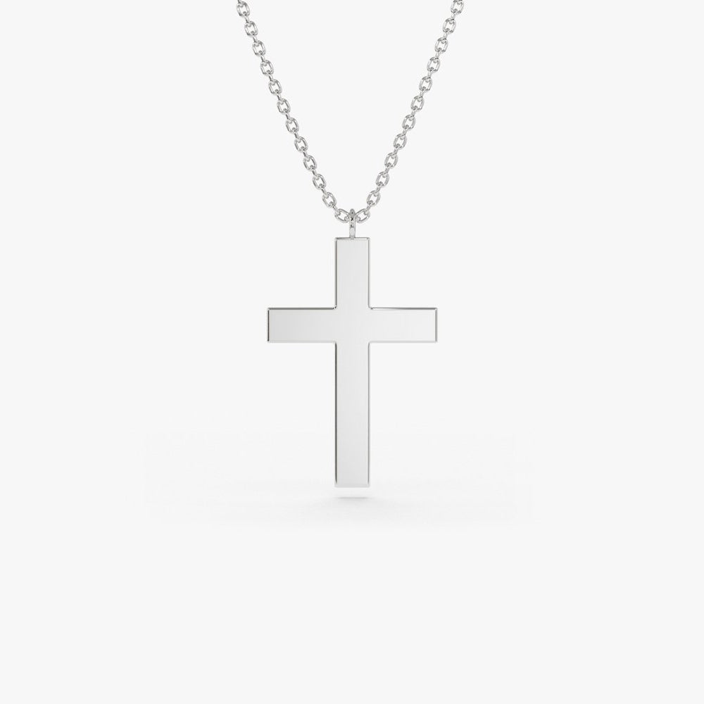 OBFJ1914 - Cross Charm Necklace necklace in selectable metal and diamond options - Roselle Jewelry view 5
