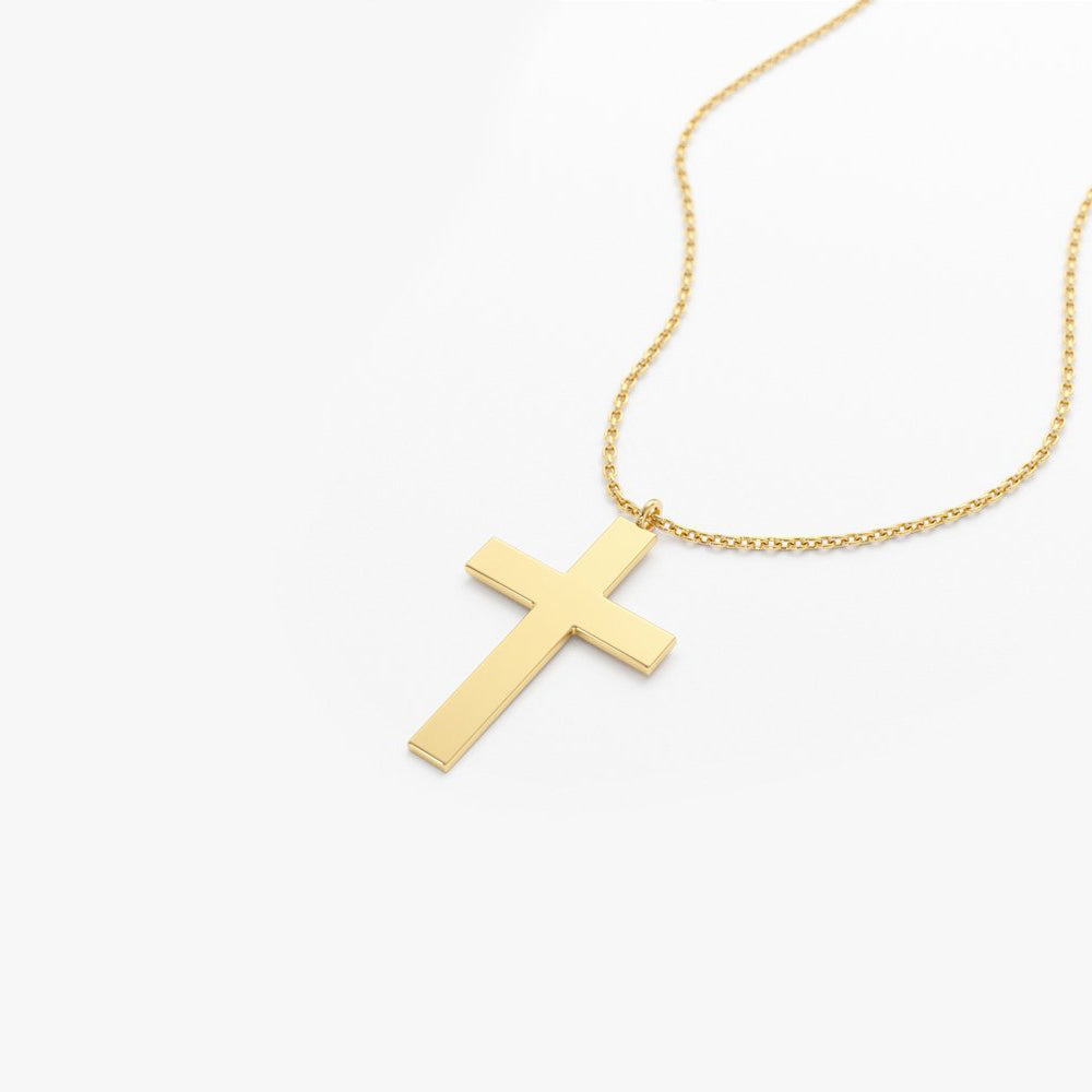 OBFJ1914 - Cross Charm Necklace necklace in selectable metal and diamond options - Roselle Jewelry view 6