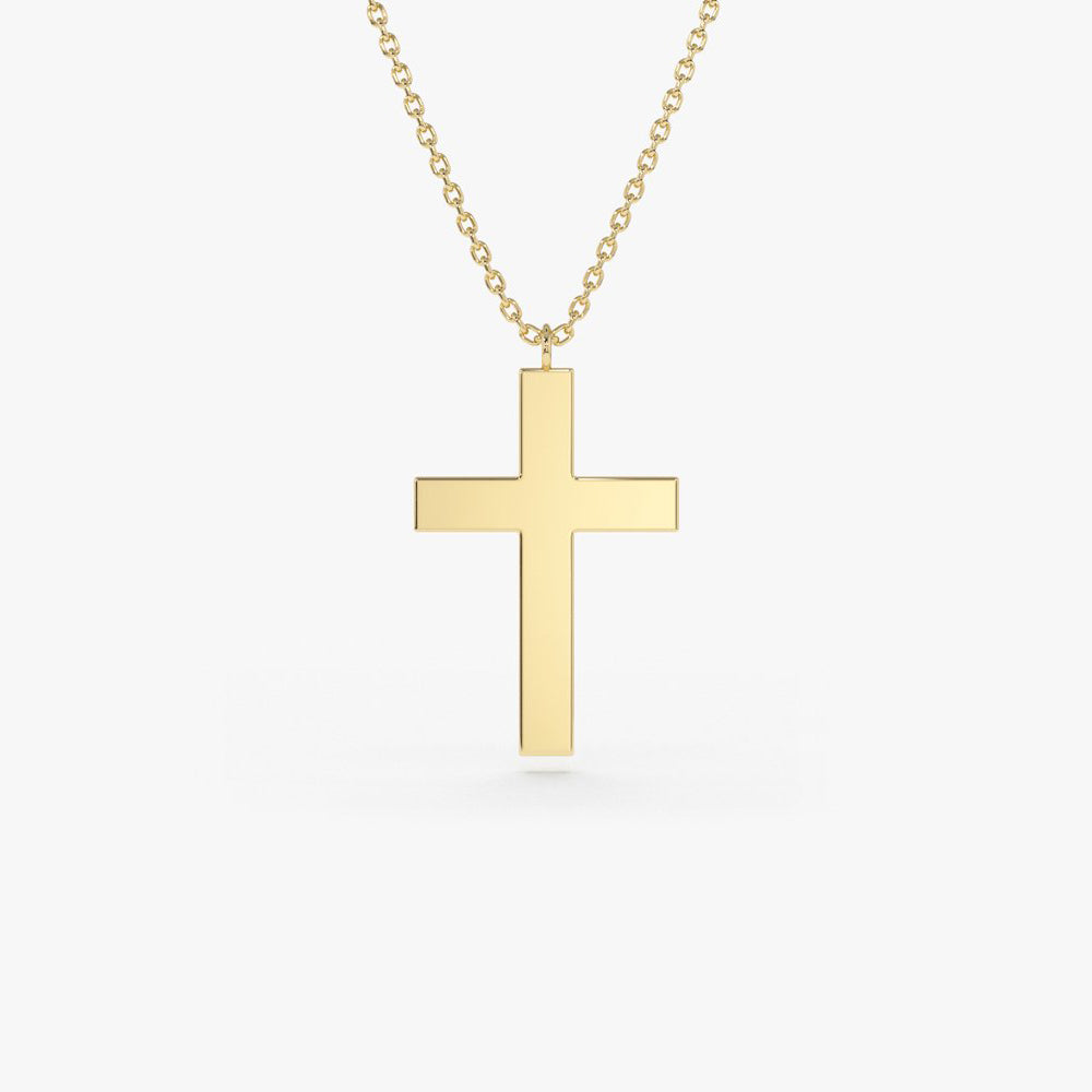 OBFJ1914 - Cross Charm Necklace necklace in selectable metal and diamond options - Roselle Jewelry view 1