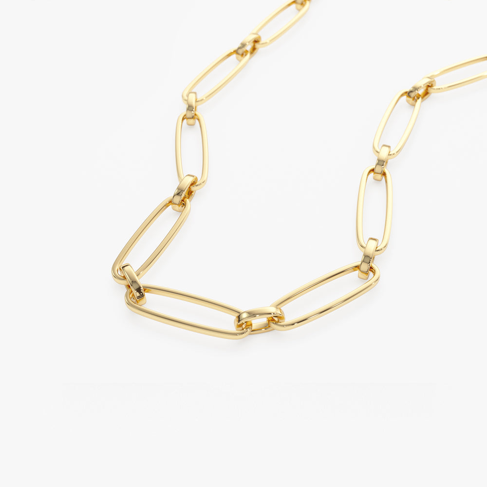 OBFJ2163 - Oval Link Chain Necklace necklace in selectable metal and diamond options - Roselle Jewelry view 6