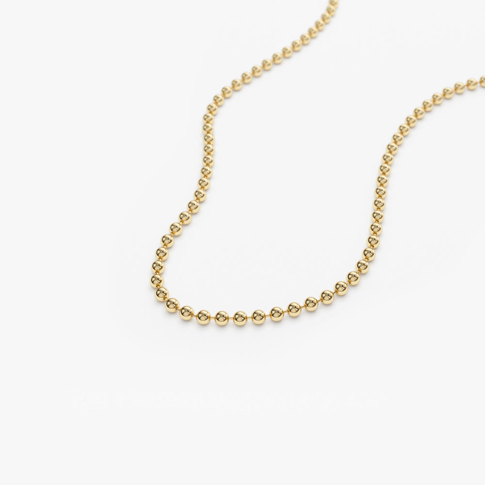 OBFJ1525 - 14K Solid Gold 2MM Bead Chain Necklace 4