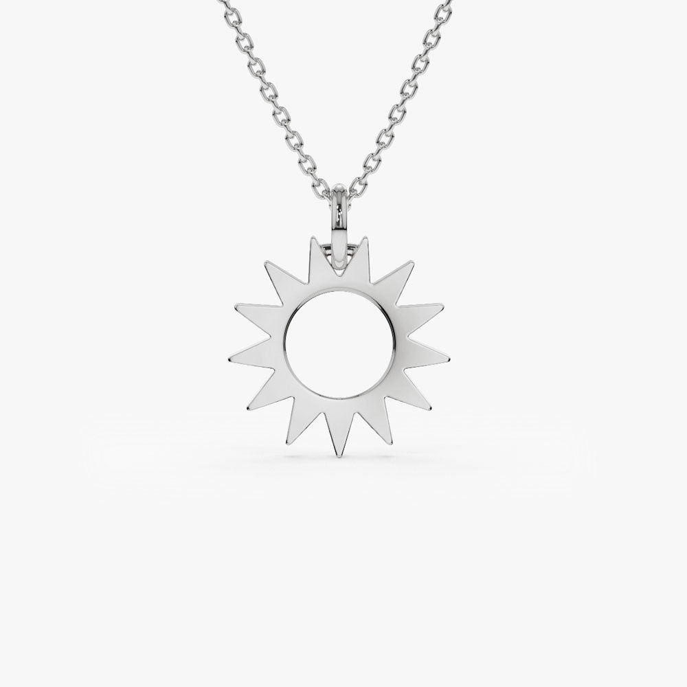 OBFJ1301 - 14k Solid Gold Sun Pendant Necklace 6