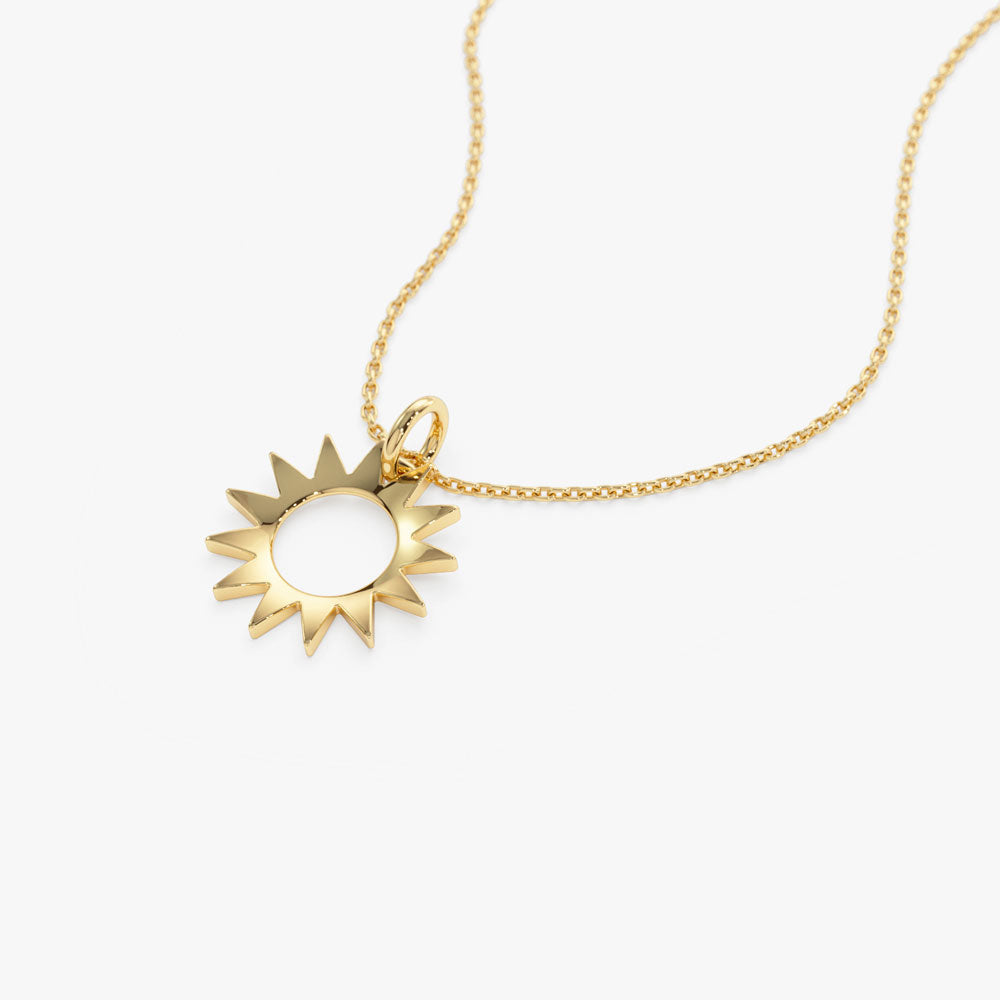 OBFJ1301 - 14k Solid Gold Sun Pendant Necklace 7