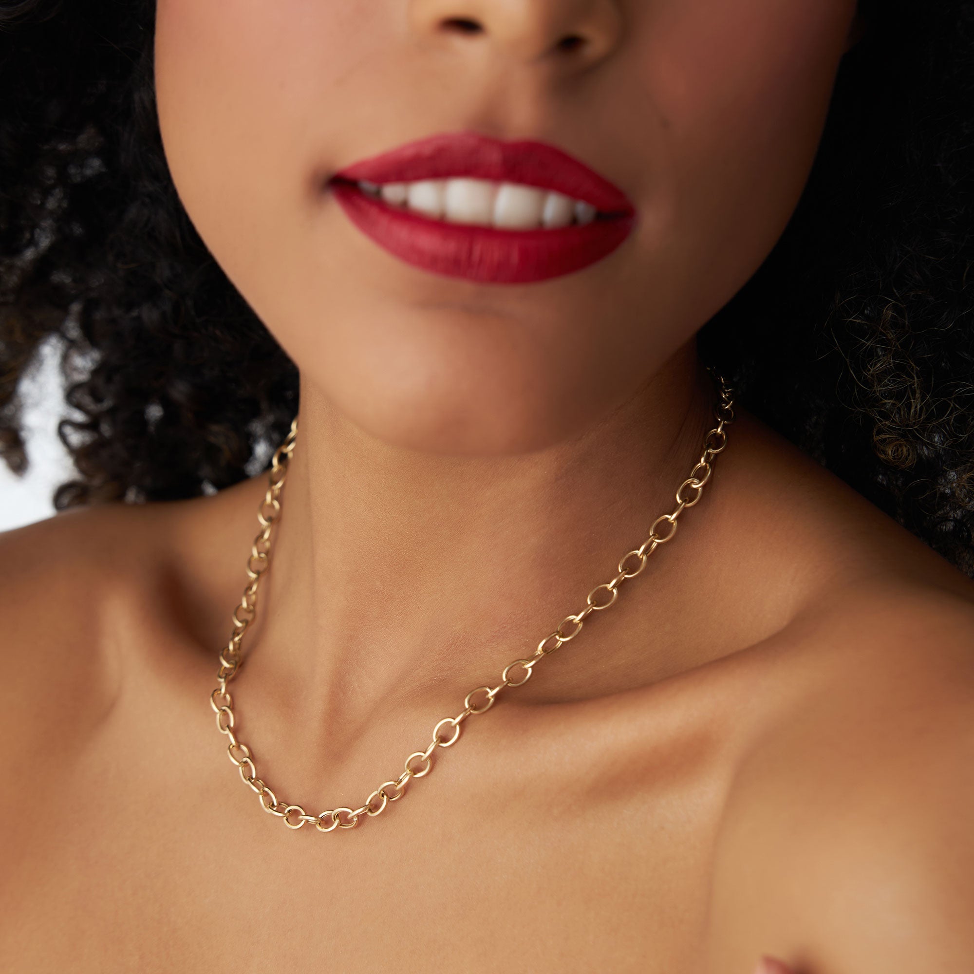 OBFJ1093 - 14k Oval Link Cable Chain Necklace 3