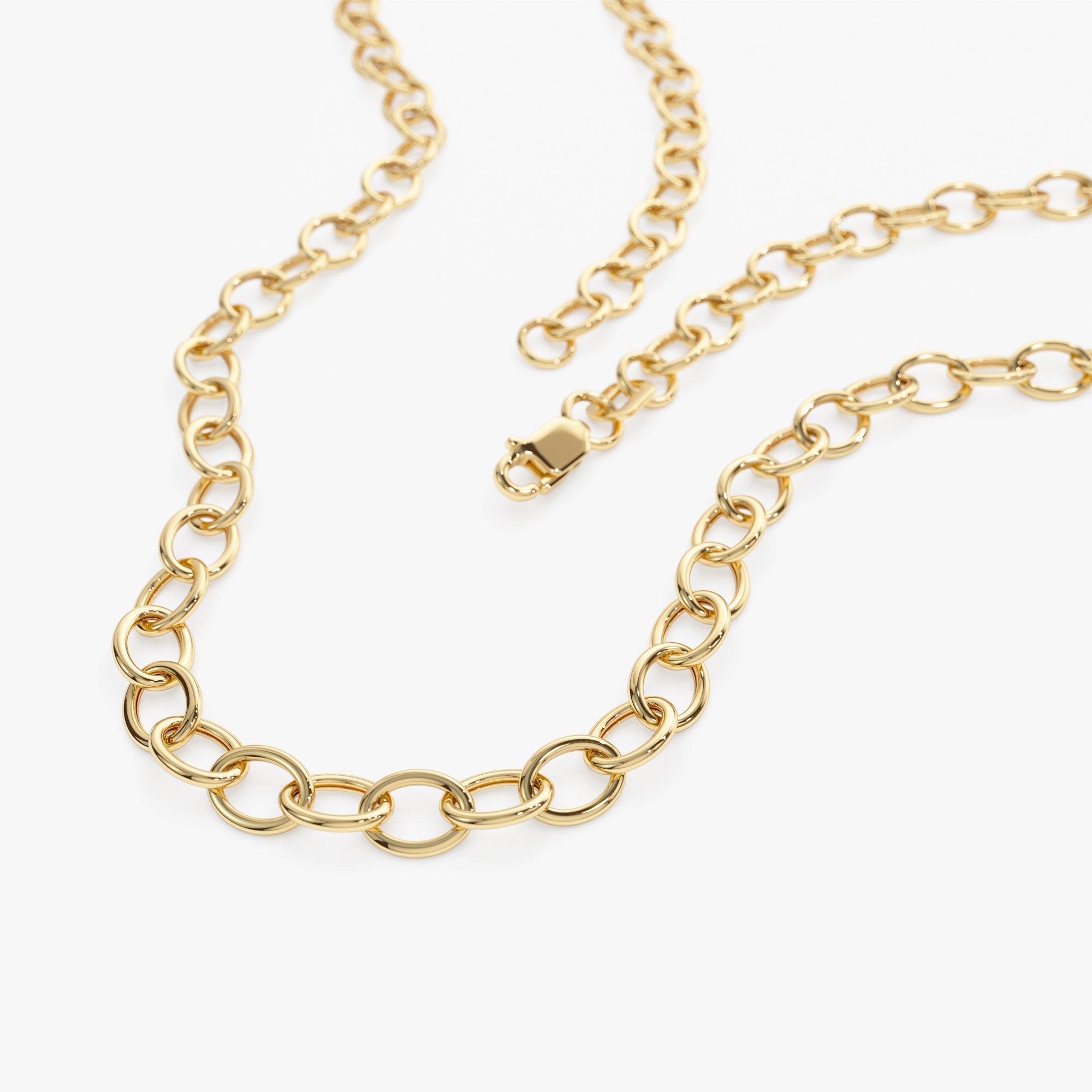 OBFJ1093 - 14k Oval Link Cable Chain Necklace 5