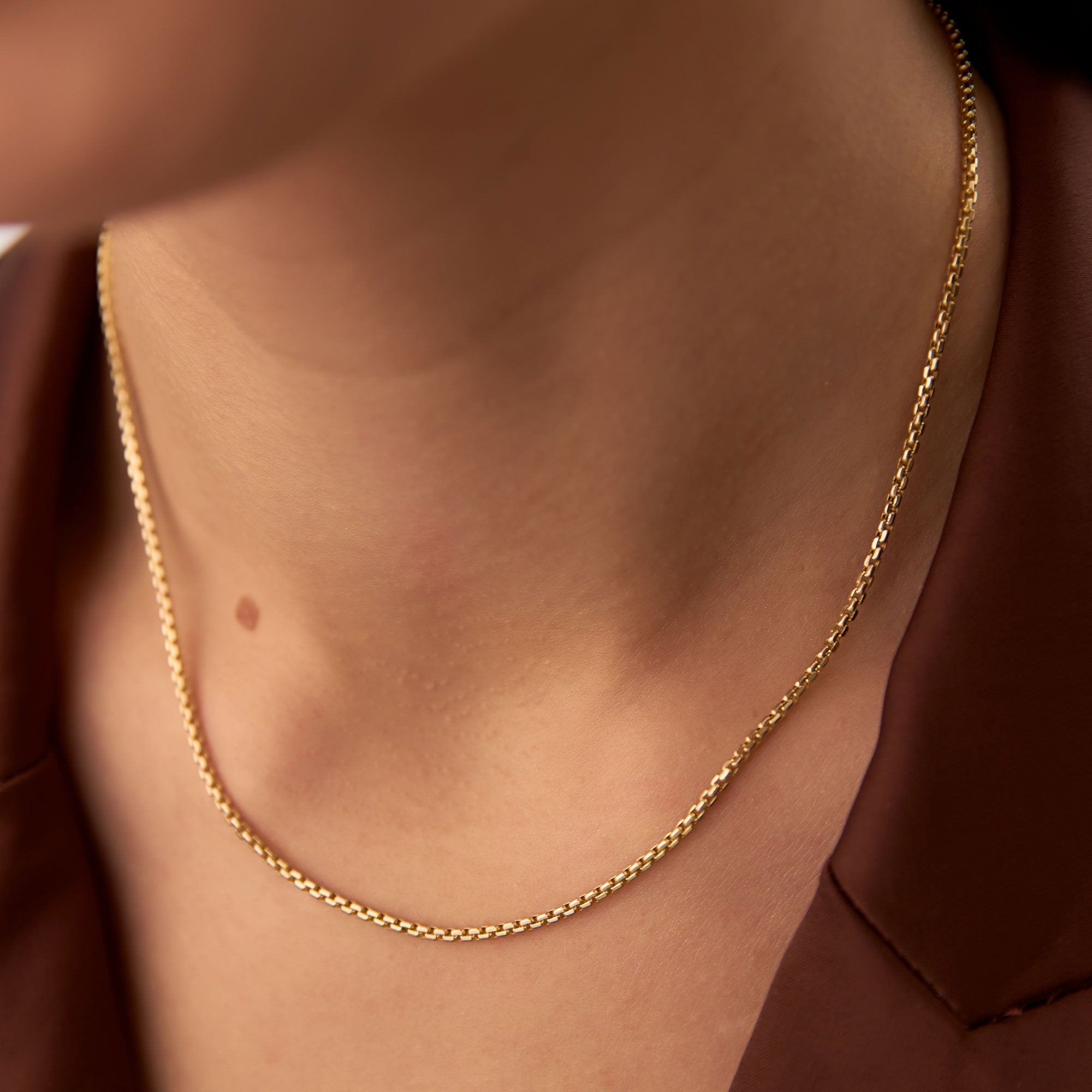 OBFJ0988 - 14K Gold Box Chain Necklace 1.25mm 5
