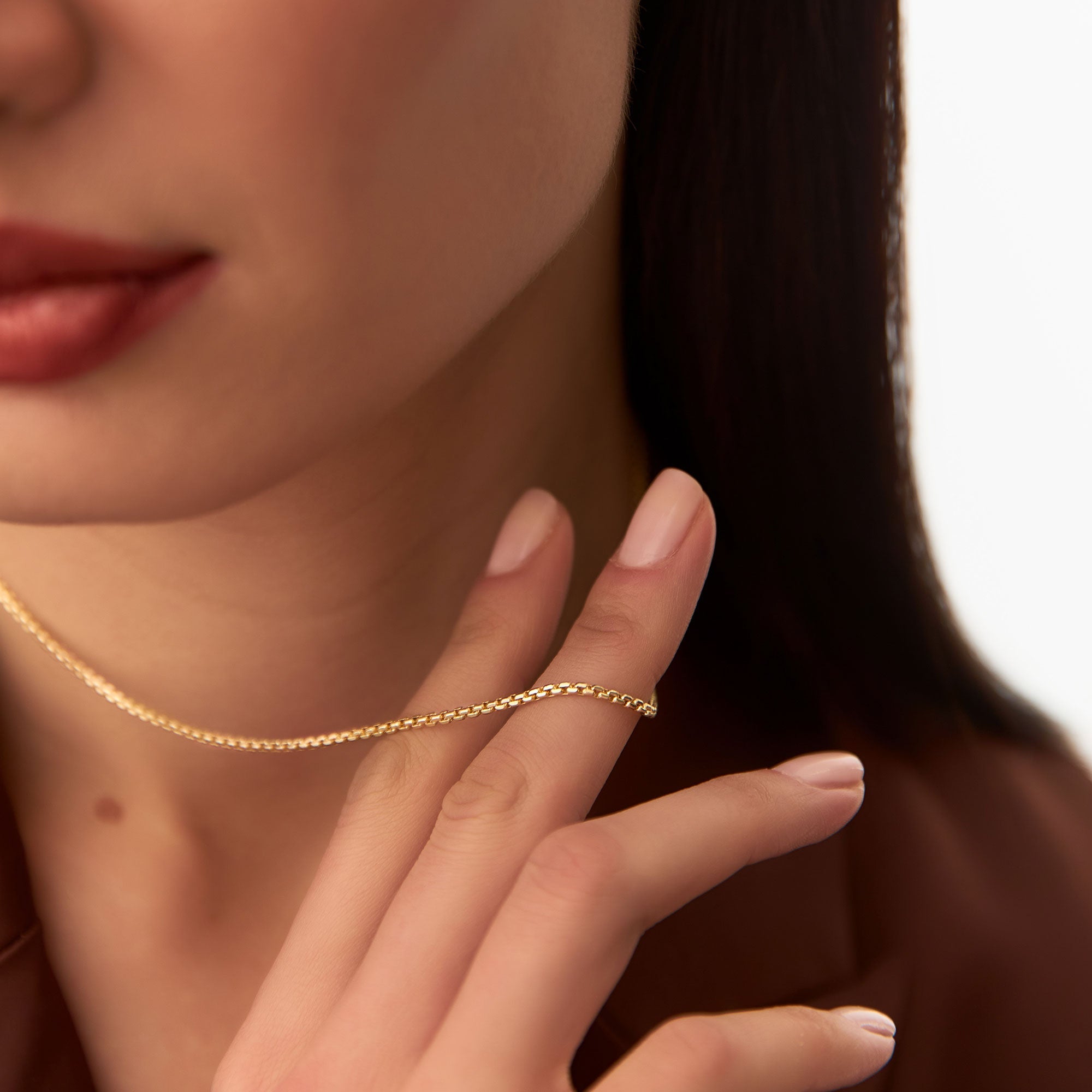 OBFJ0988 - 14K Gold Box Chain Necklace 1.25mm 2