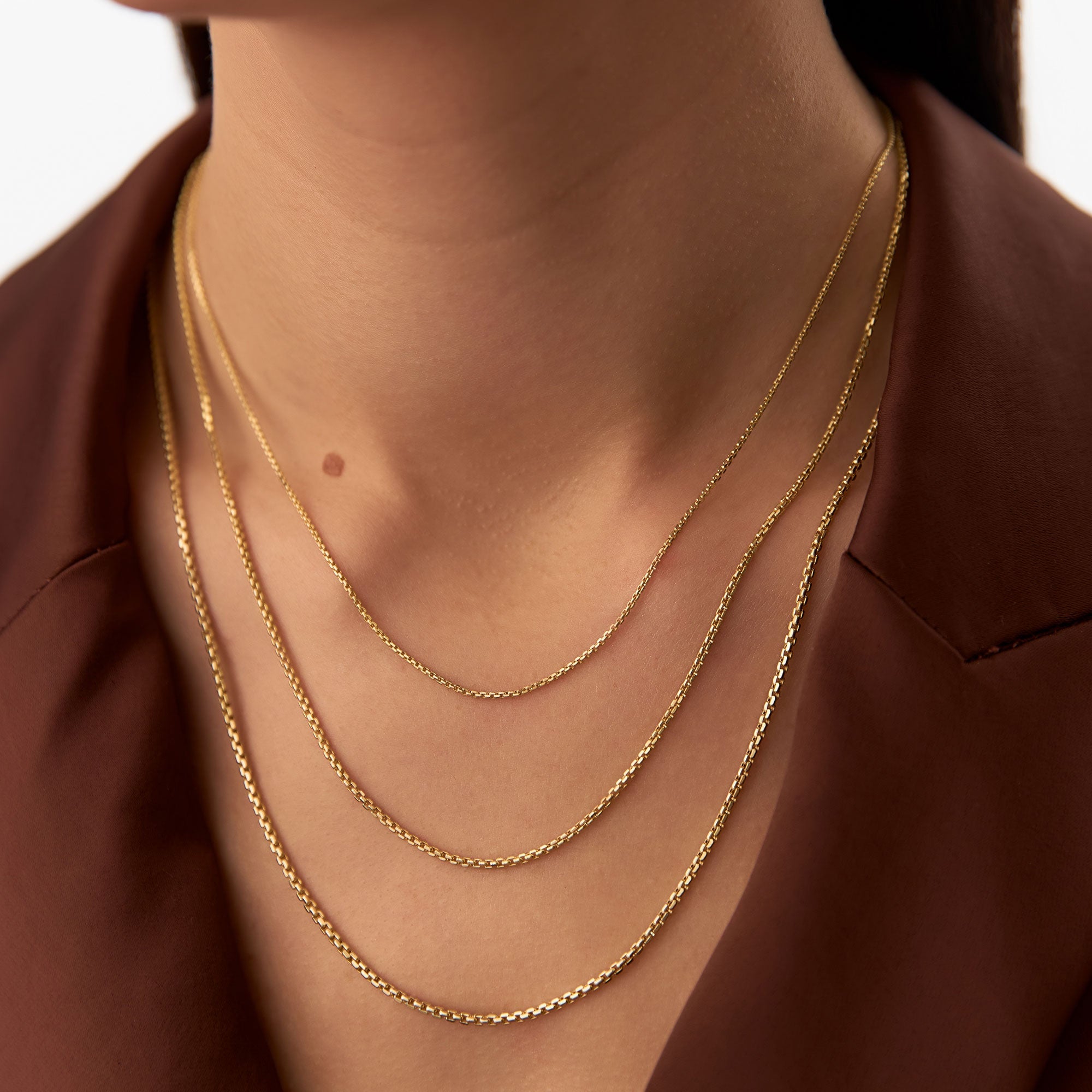 OBFJ0988 - 14K Gold Box Chain Necklace 1.25mm 6