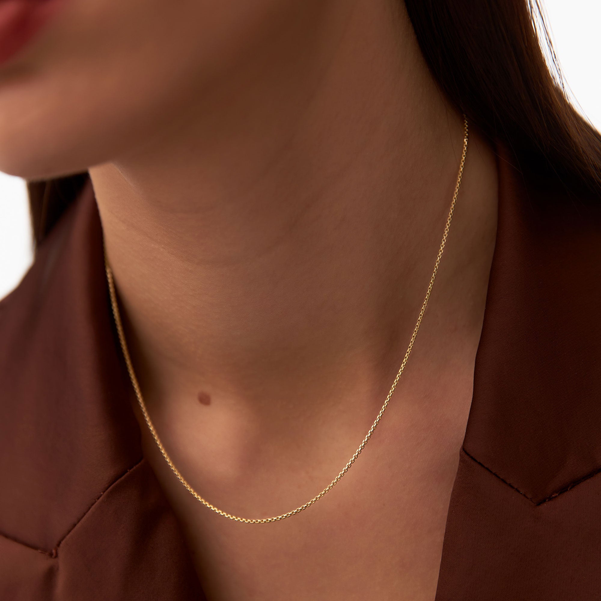 OBFJ0988 - 14K Gold Box Chain Necklace 1.25mm 3