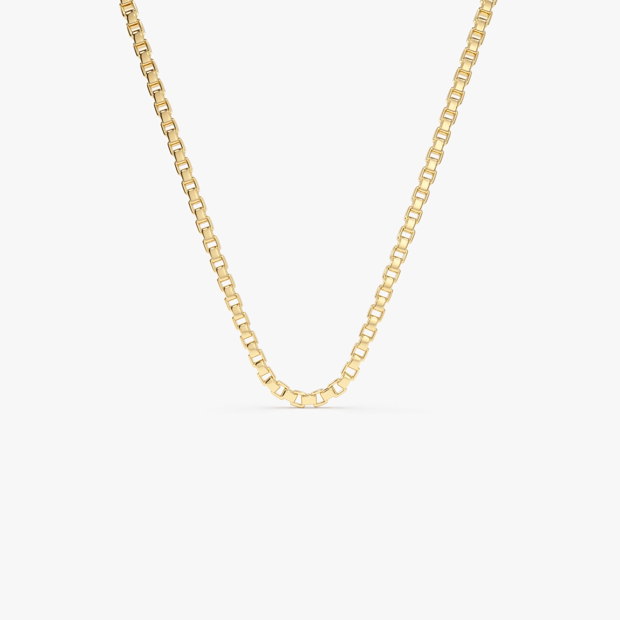 OBFJ0988 - 14K Gold Box Chain Necklace 1.25mm 1