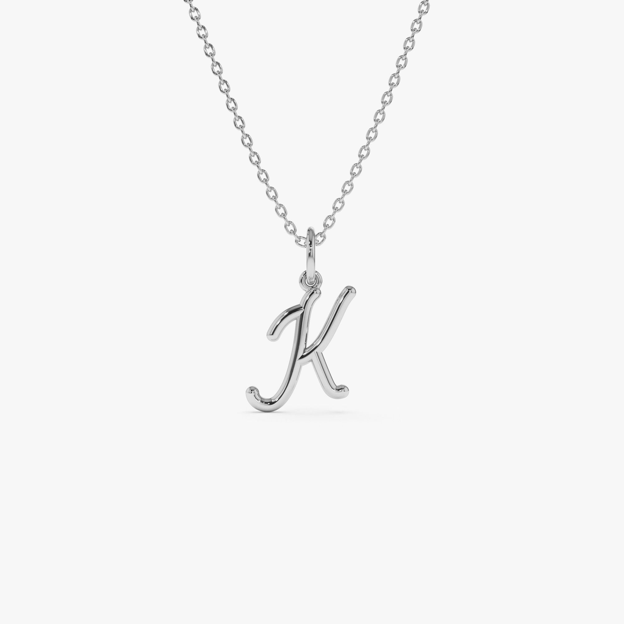 OBFJ1378 - 14k Plain Gold Script Initial Necklace 6