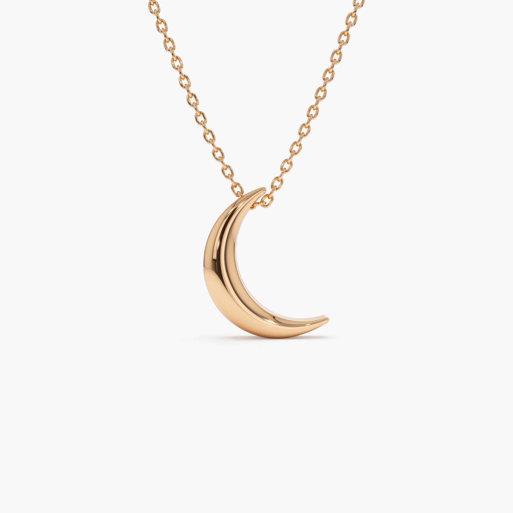 OBFJ1260 - 14K Half Moon Crescent Charm Necklace 5