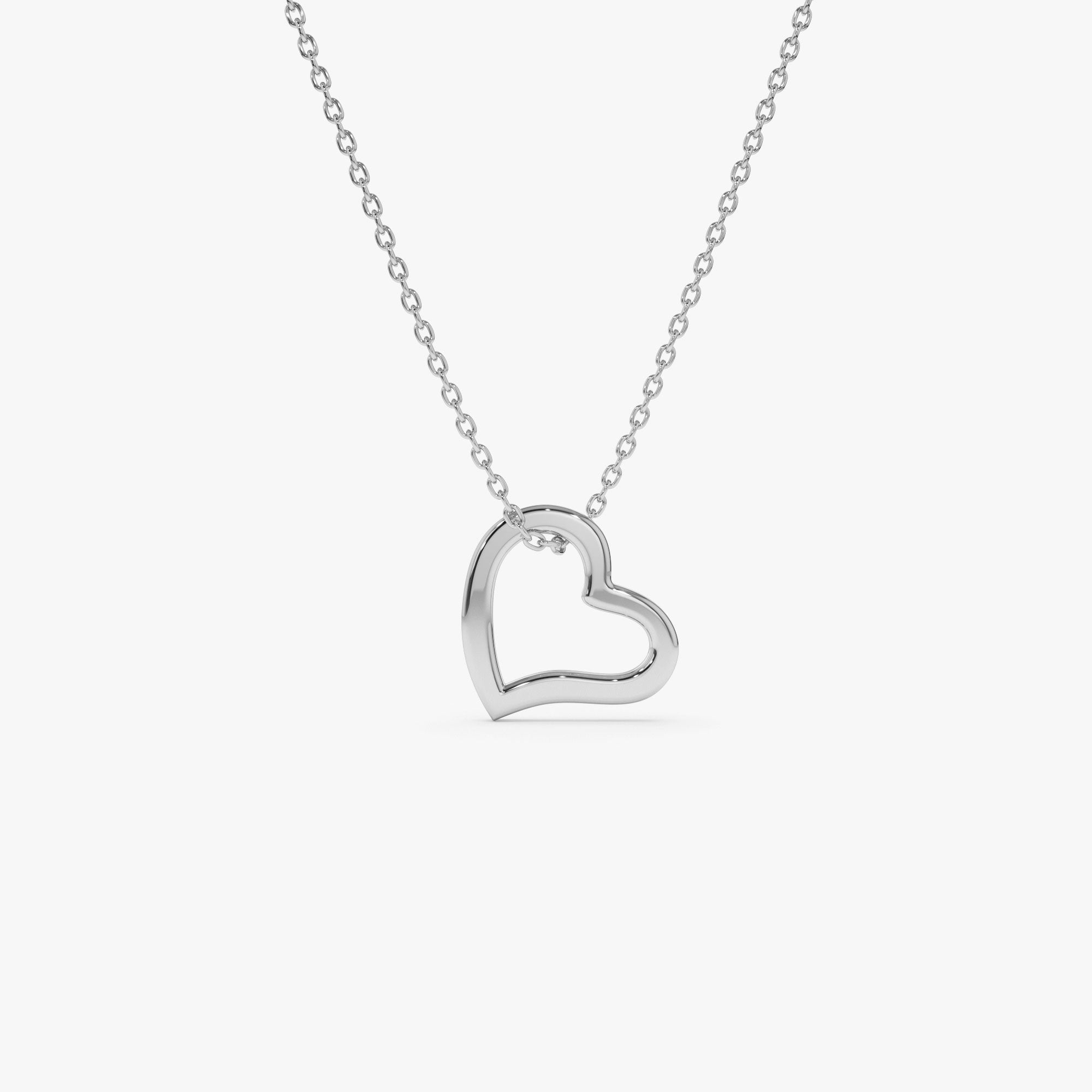 OBFJ1255 - 14k Gold Open Heart Shaped Charm Necklace 5