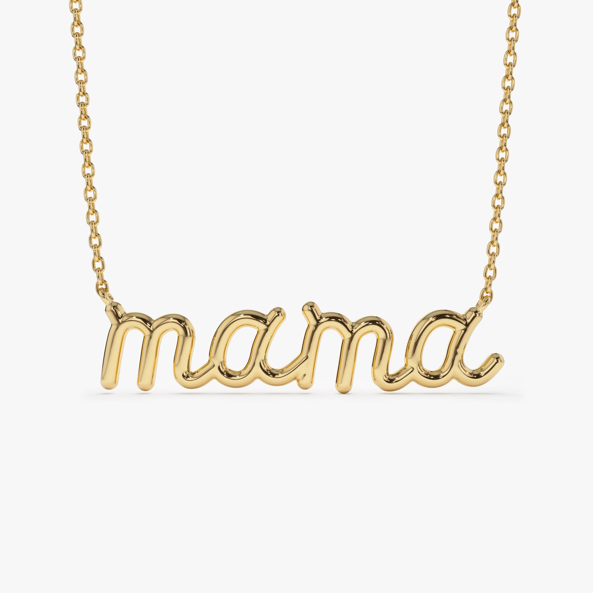 OBFJ1420 - 14k Plain Gold Script Mama Necklace 1