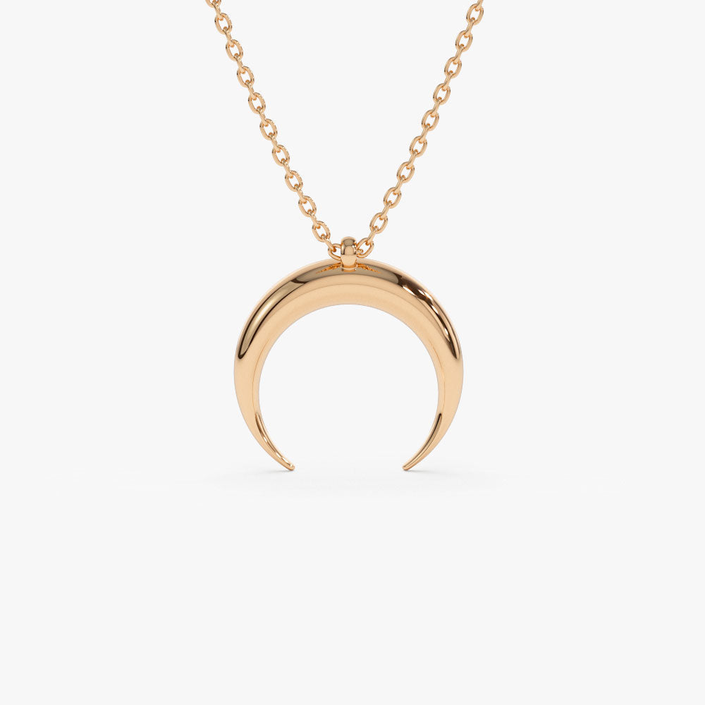 OBFJ1298 - 14K Plain Gold Crescent Moon Necklace 4