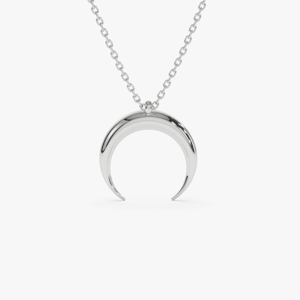 OBFJ1298 - 14K Plain Gold Crescent Moon Necklace 5