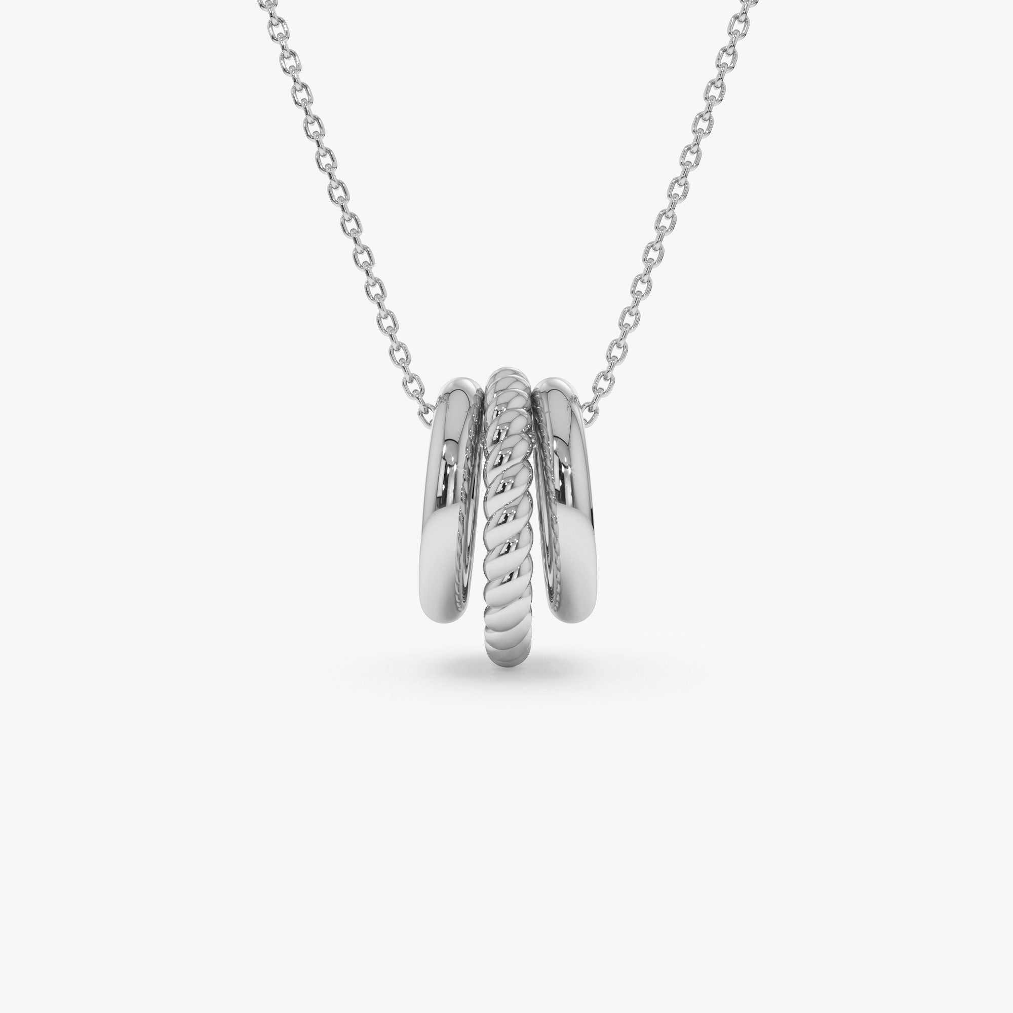 OBFJ0928 - 14k Three Ring Eternity Circle Necklace 8