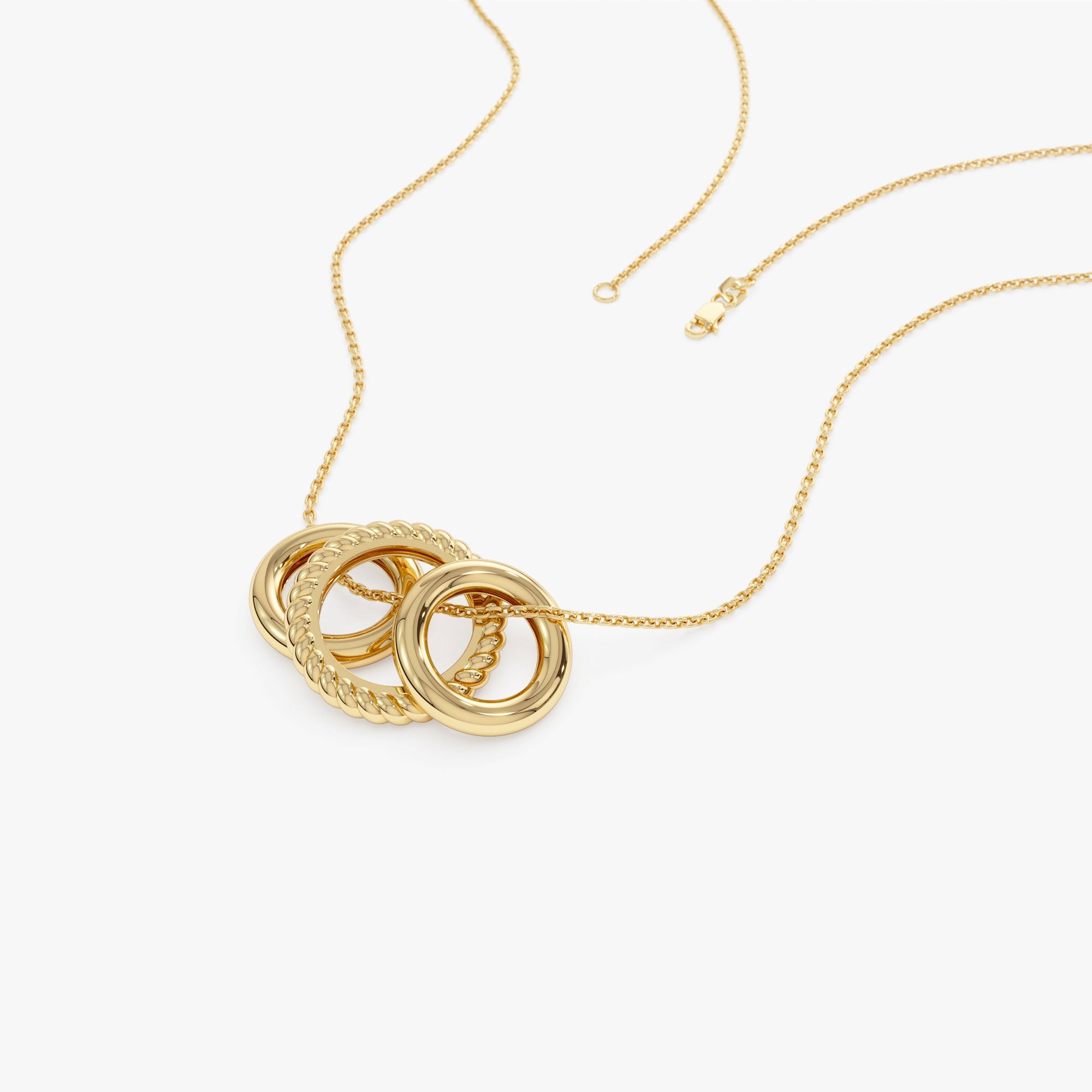 OBFJ0928 - 14k Three Ring Eternity Circle Necklace 9