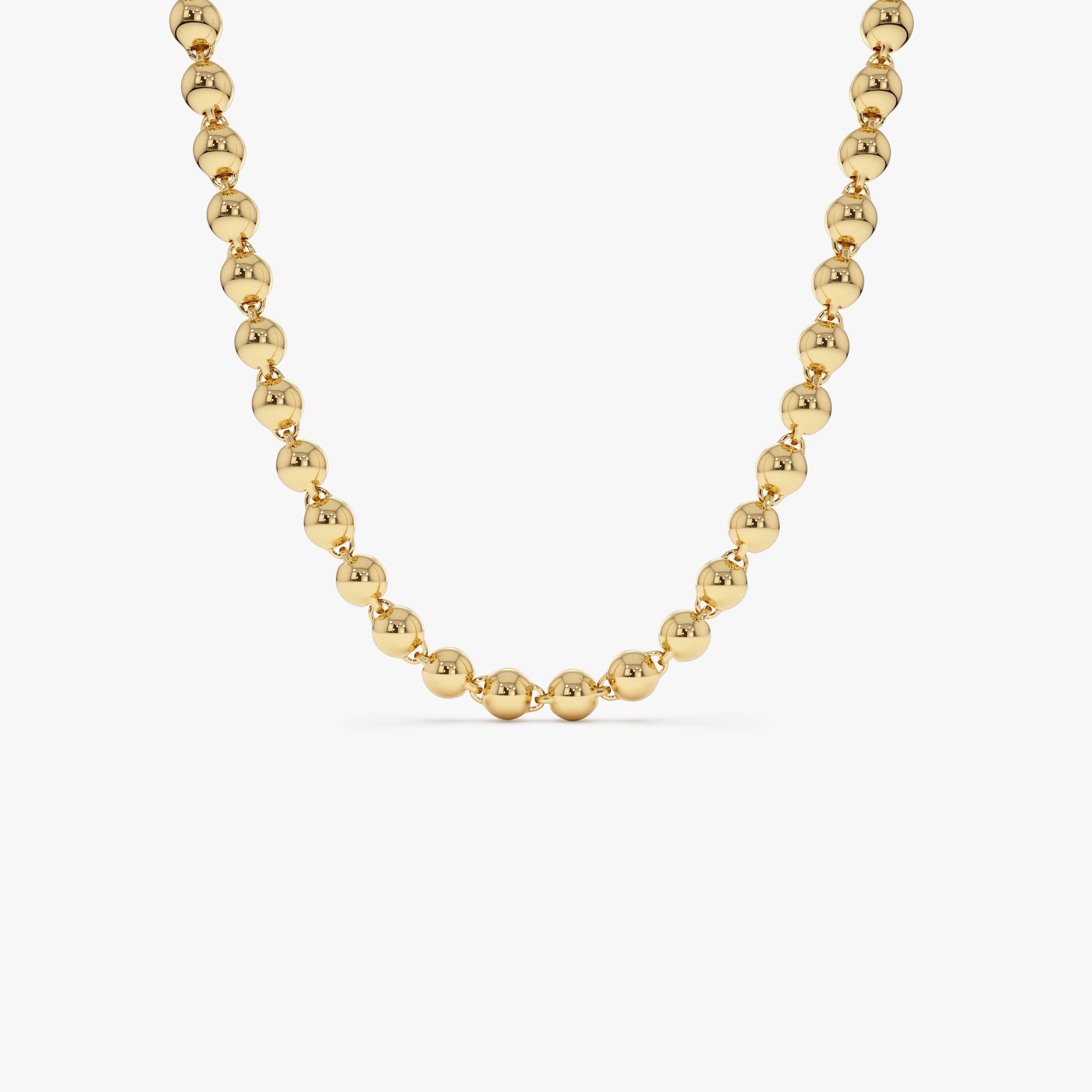OBFJ1119 - 14K Gold 5 MM Bead Necklace 1