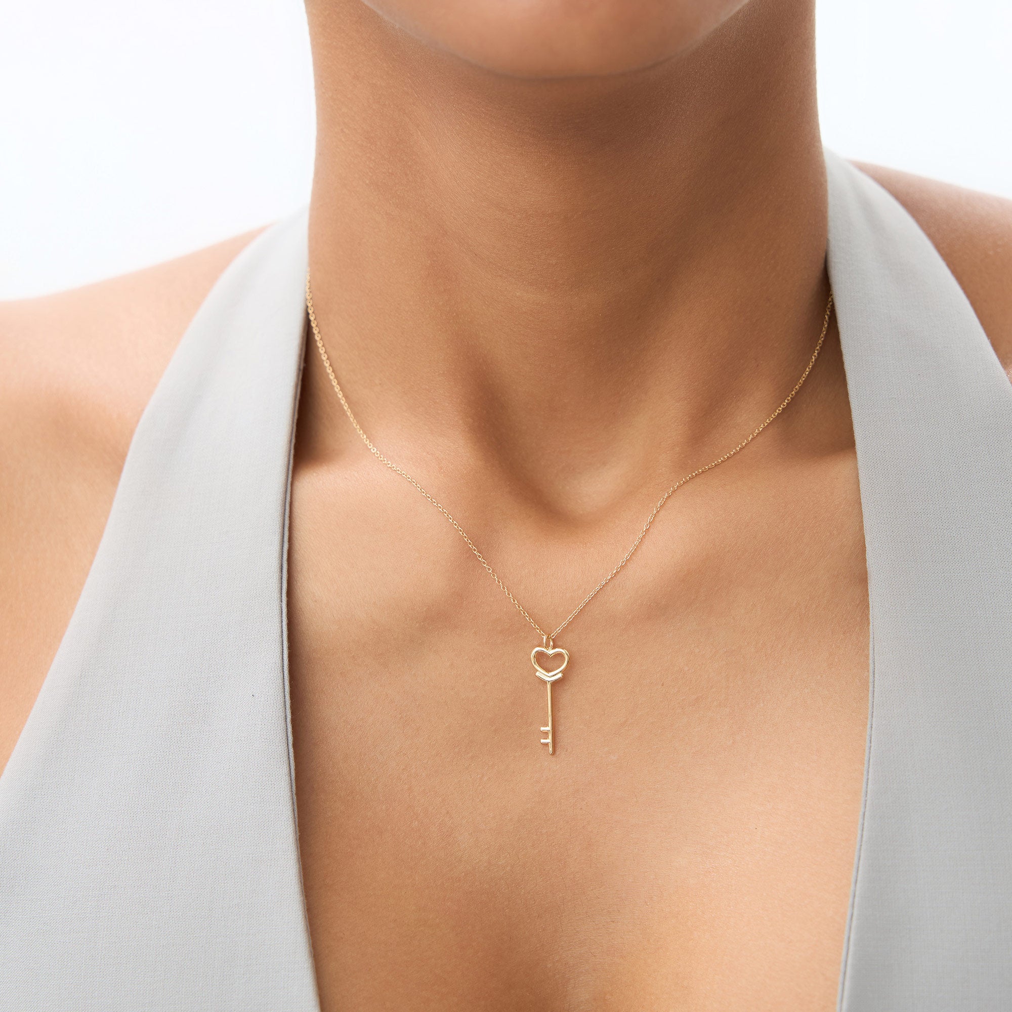 OBFJ0937 - 14K Heart Key Necklace 2