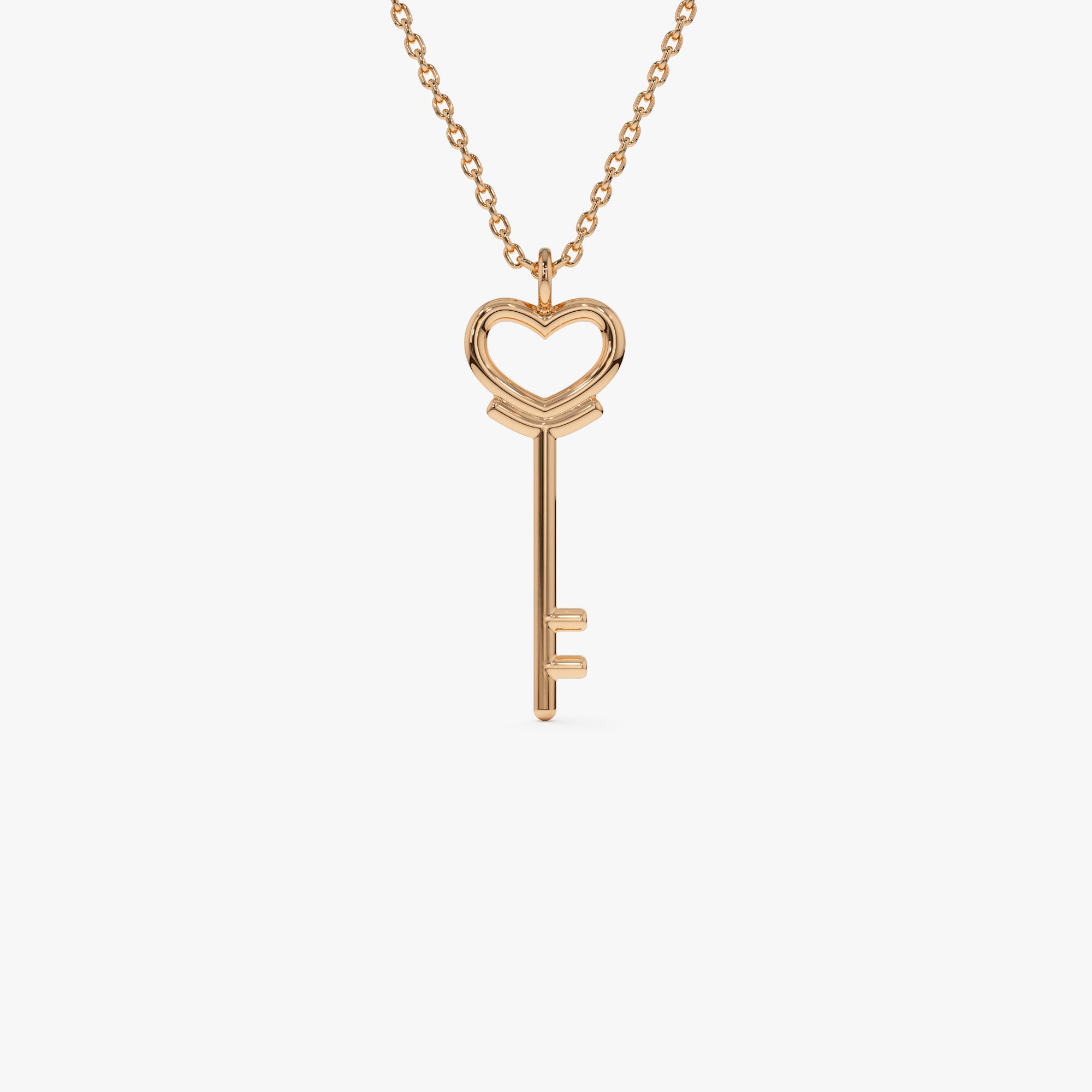 OBFJ0937 - 14K Heart Key Necklace 6