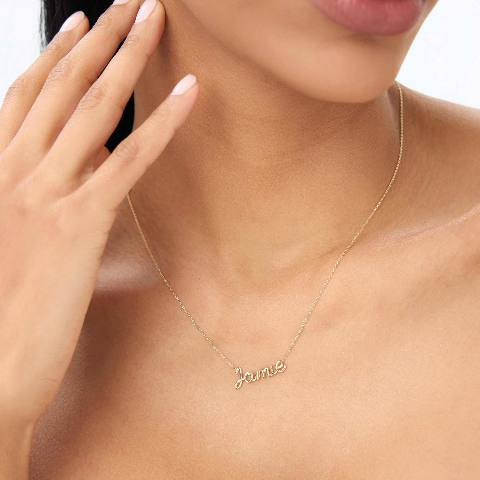 OBFJ0750 - 14K Wire Script Custom Name Necklace 4