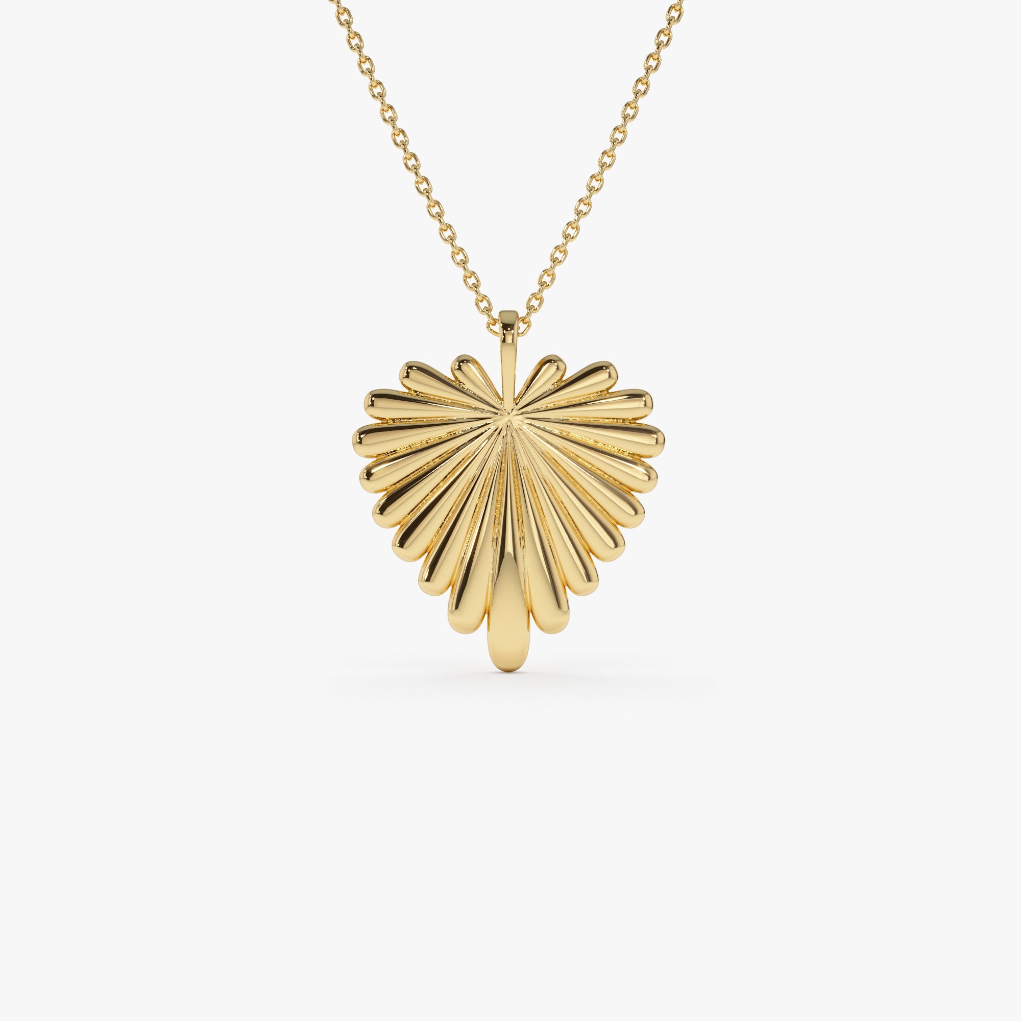 OBFJ0916 - 14K Solid Gold Sunburst Heart Necklace 1
