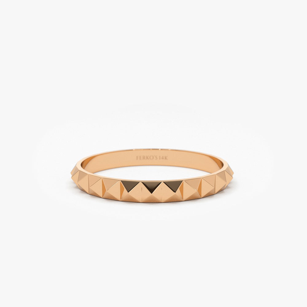 OBFJ1920 - 14K Gold Spike Pyramid Eternity Ring 5