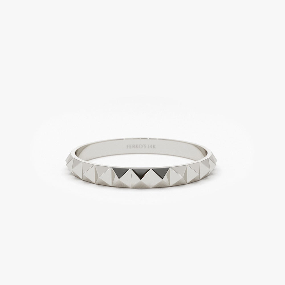 OBFJ1920 - 14K Gold Spike Pyramid Eternity Ring 6