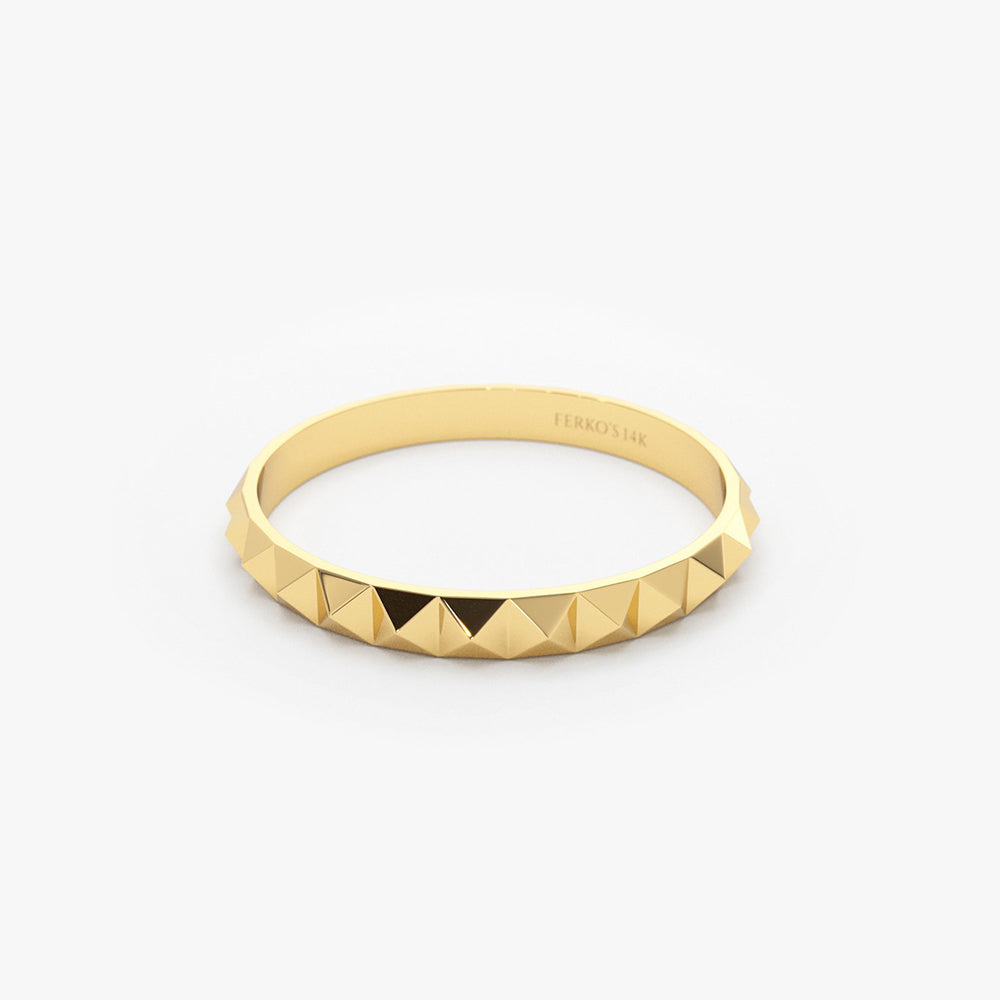 OBFJ1920 - 14K Gold Spike Pyramid Eternity Ring 7