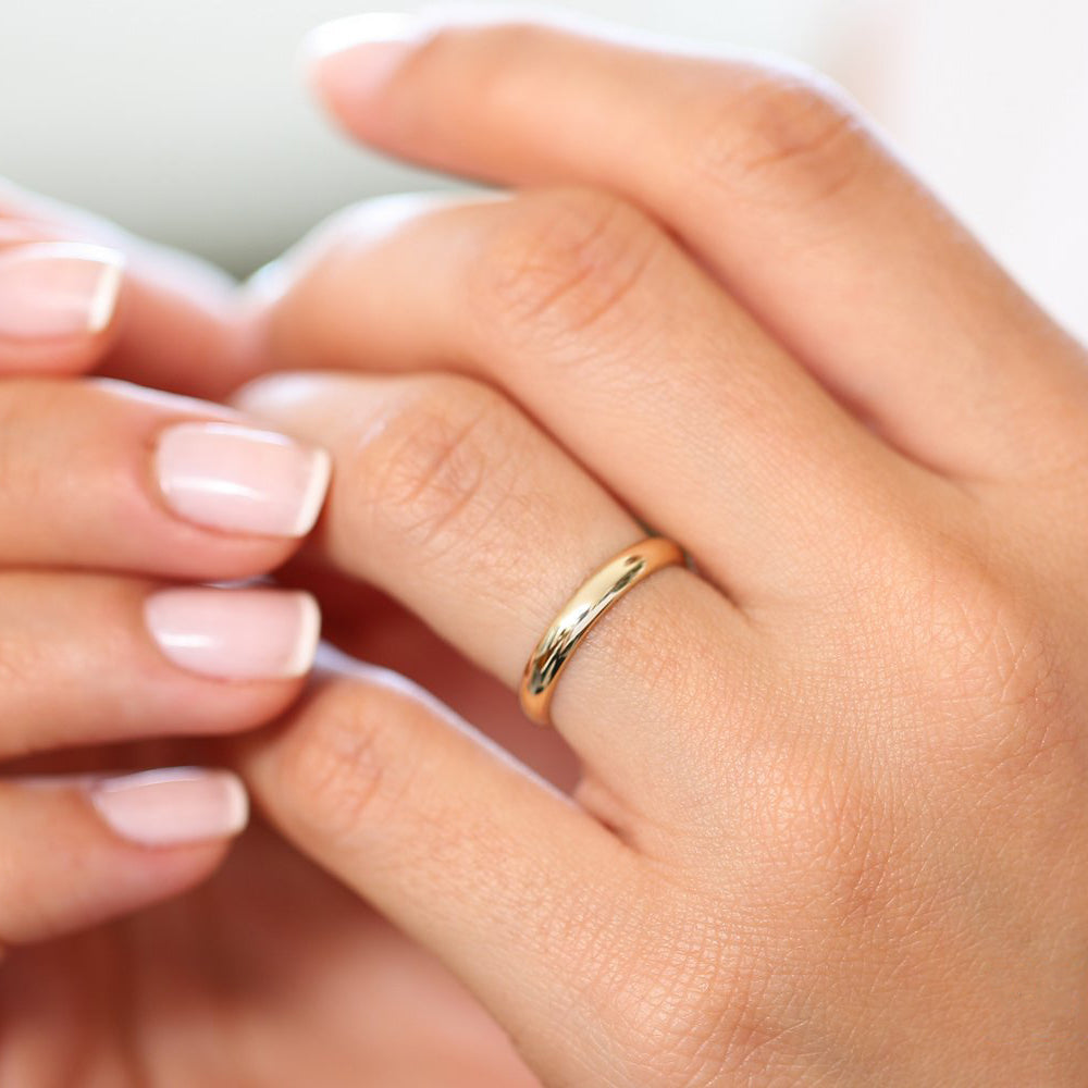 OBFJ1909 - 14k 3MM Classic Dome Unisex Wedding Ring 3