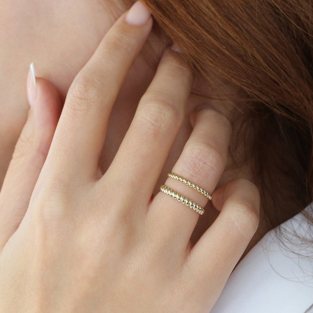 OBFJ2031 - 14K 2MM Twisted Rope Ring 5
