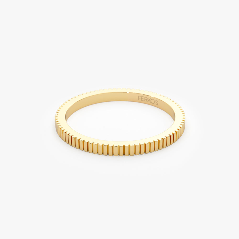 OBFJ2252 - 1.5MM Ribbed Ring in 14k Gold 7