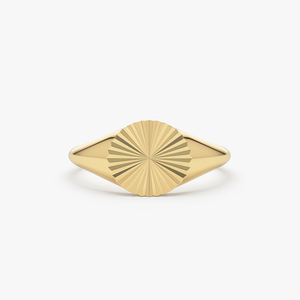OBFJ2271 - 14k Gold Sun Signet Ring 1