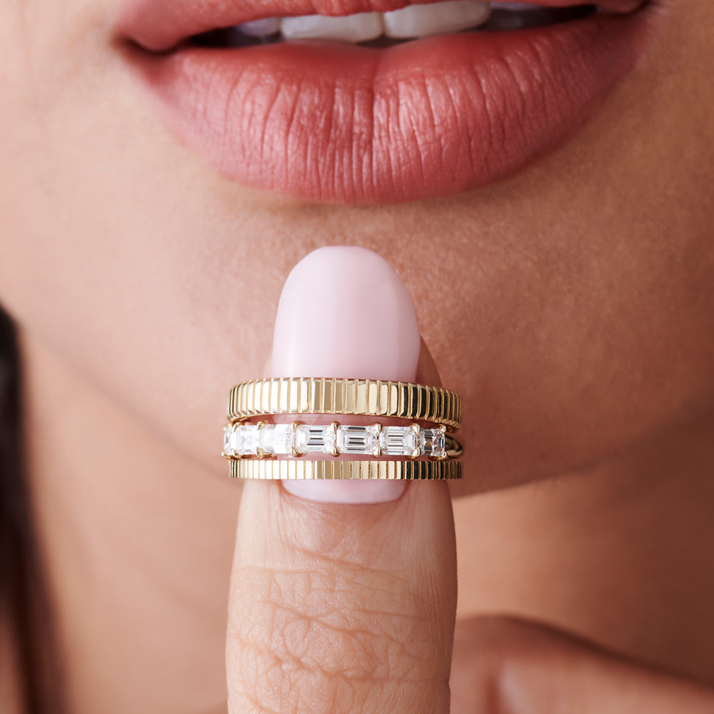 OBFJ2251 - 3MM Ribbed Ring in 14k Gold 3