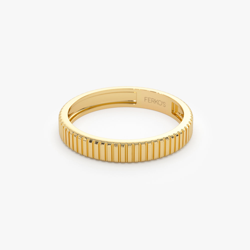 OBFJ2251 - 3MM Ribbed Ring in 14k Gold 9