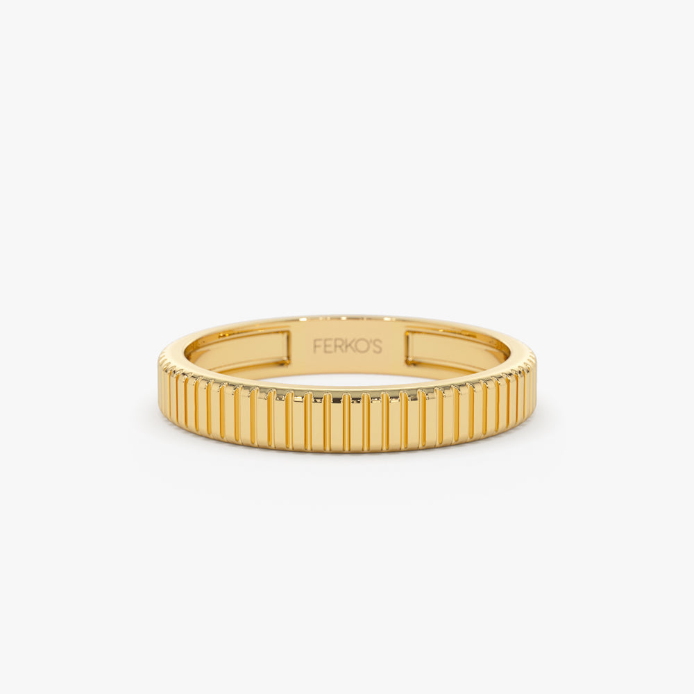 OBFJ2251 - 3MM Ribbed Ring in 14k Gold 1