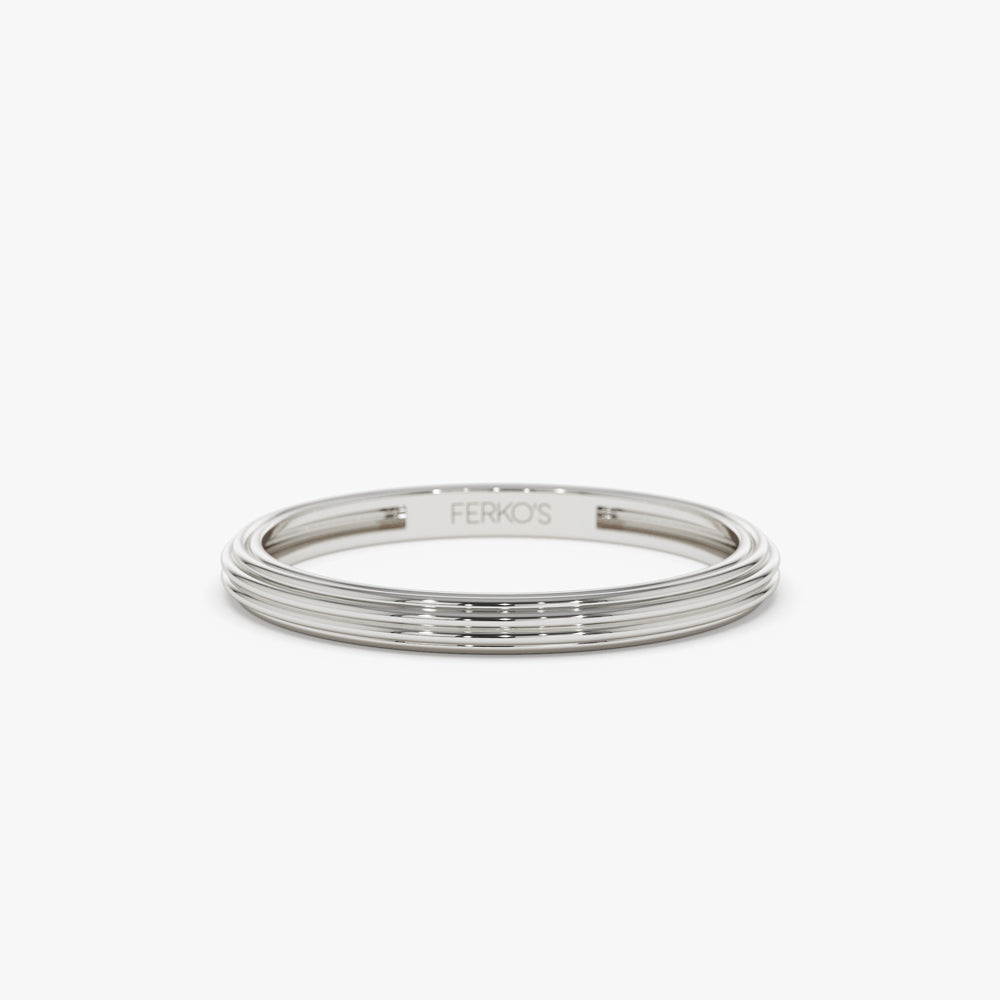 OBFJ2246 - 14k Unique Multi Lined 2MM Gold Ring 6