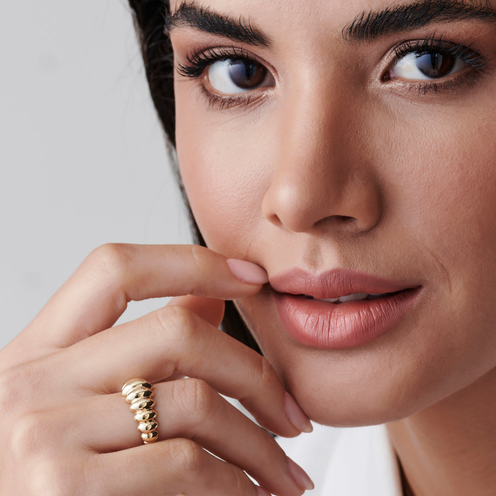 OBFJ2250 - 14k Gold Bold Dome Croissant Ring 3
