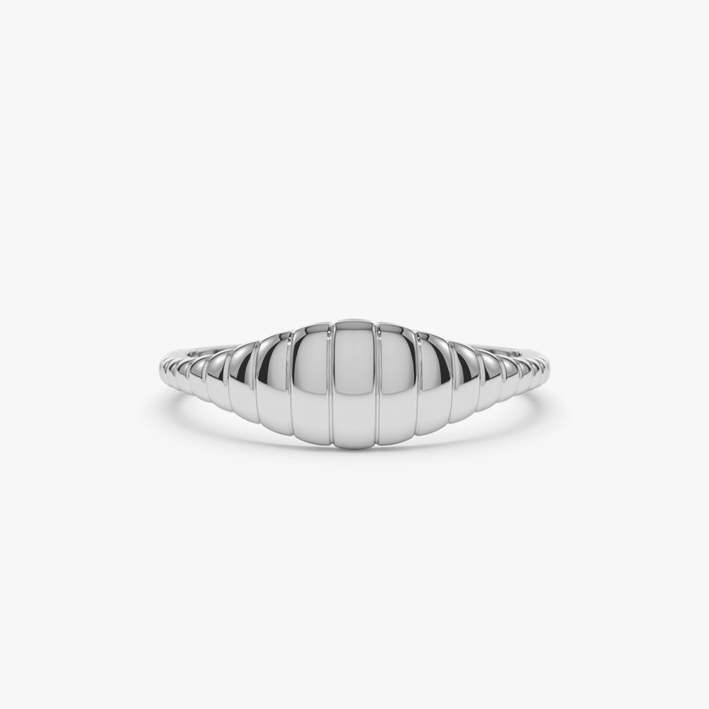 OBFJ1545 - 14k Minimalist Wave Signet Ring 5