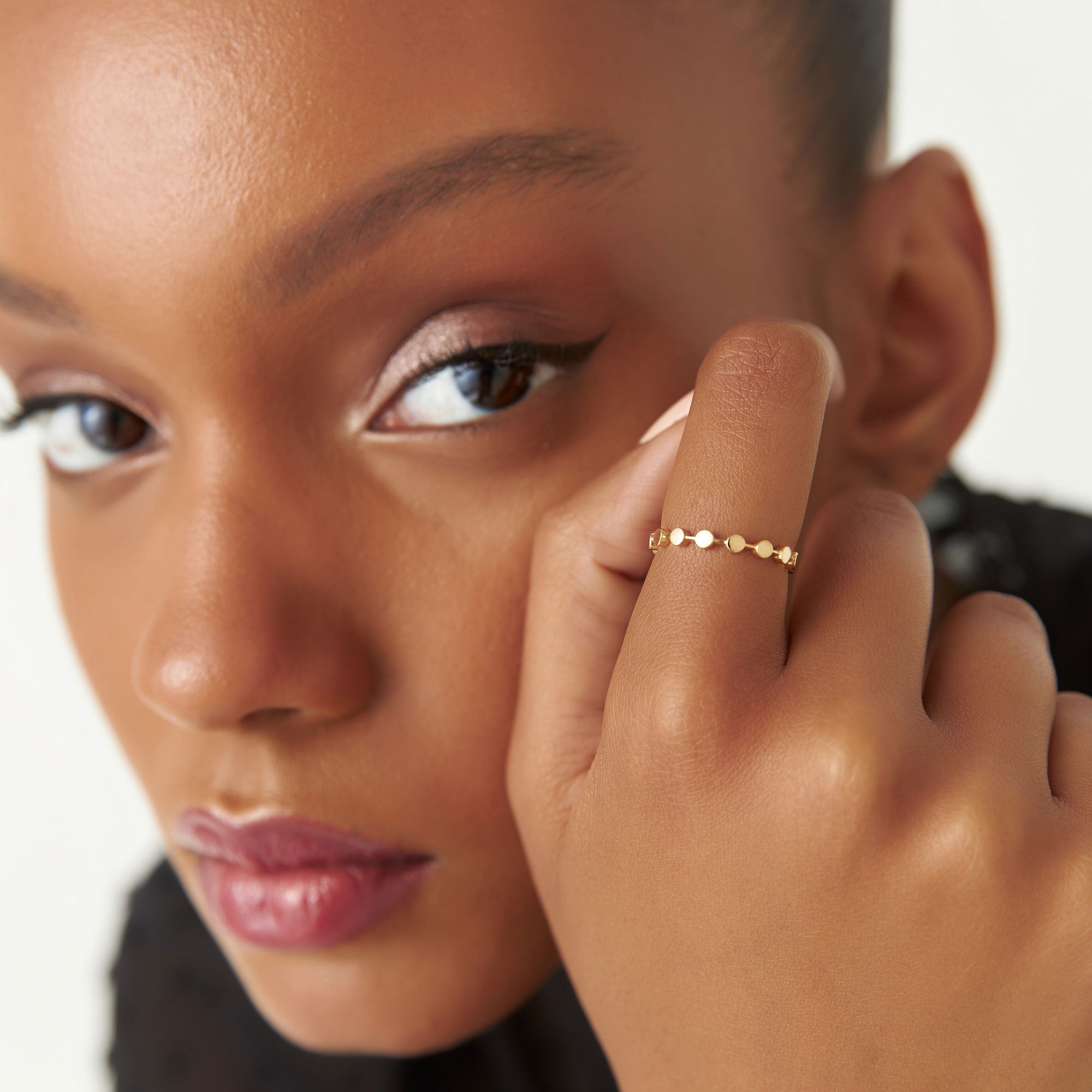 OBFJ1269 - 14K Tiny Round Stackable Ring For Women 3