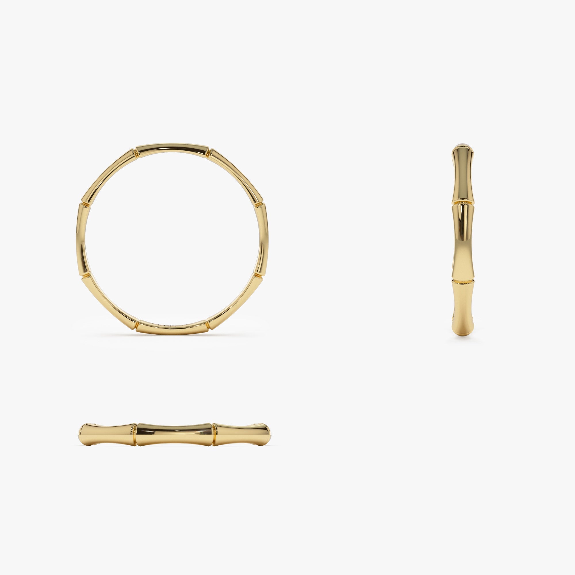 OBFJ1346 - 14k Dainty Minimal Bamboo Gold Ring 6